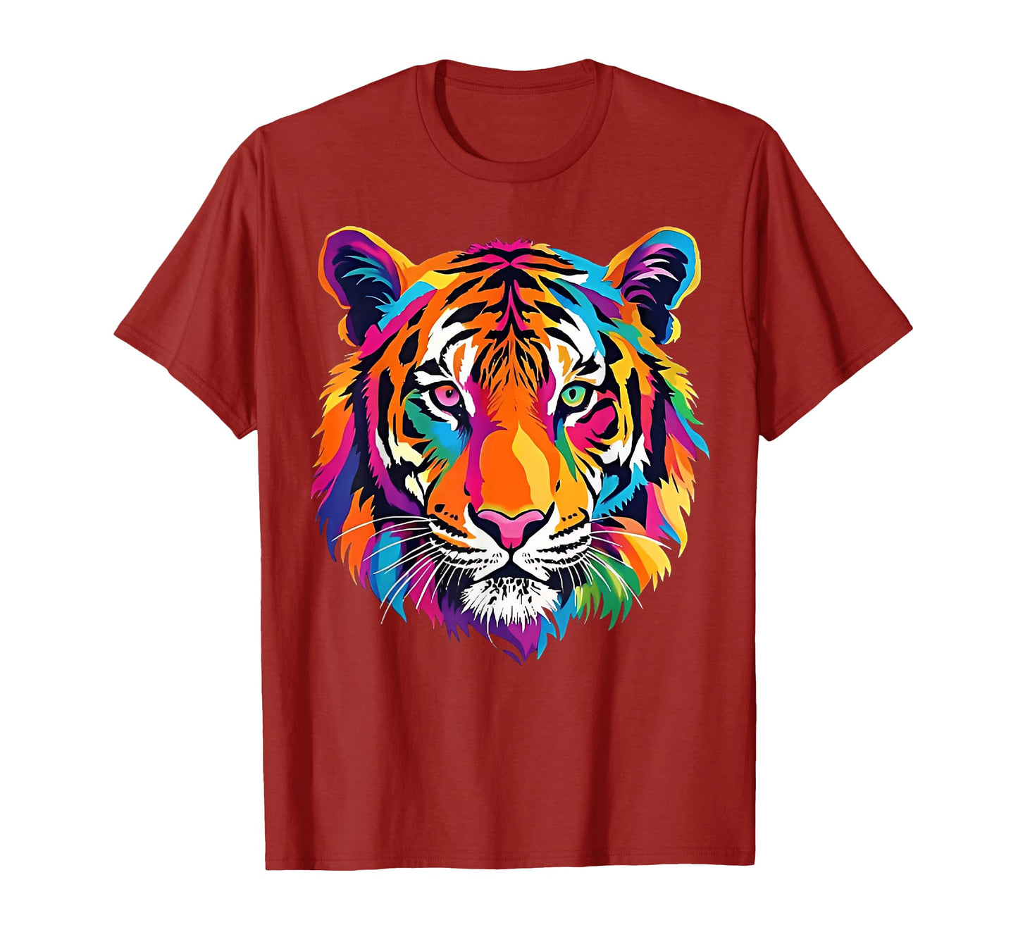 Colorful Tiger Graphic Animal Rainbow Funny Tiger Head T-Shirt