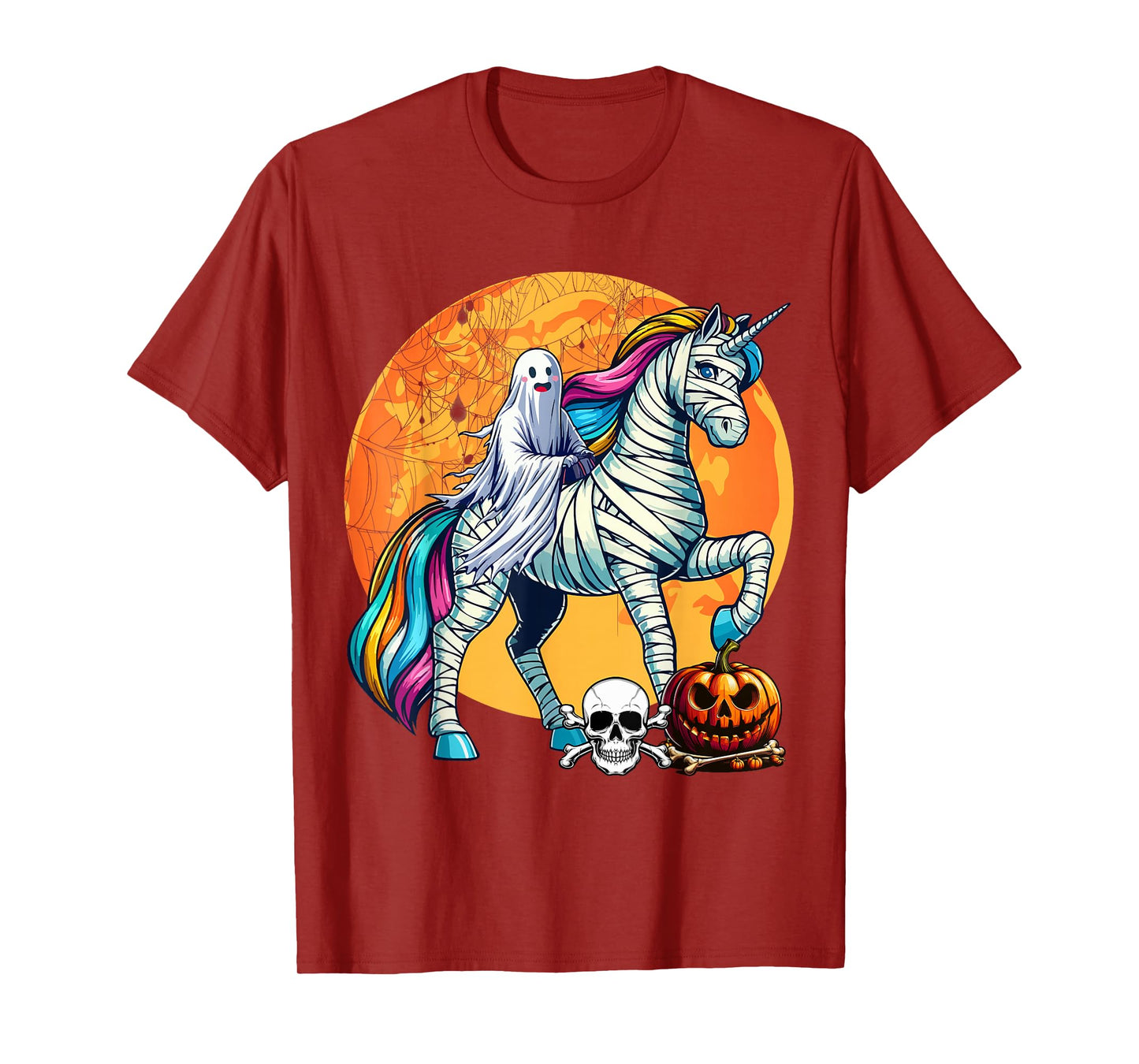 Boo Ghost Riding Unicorn Halloween Mummy Costume Kid Toddler T-Shirt