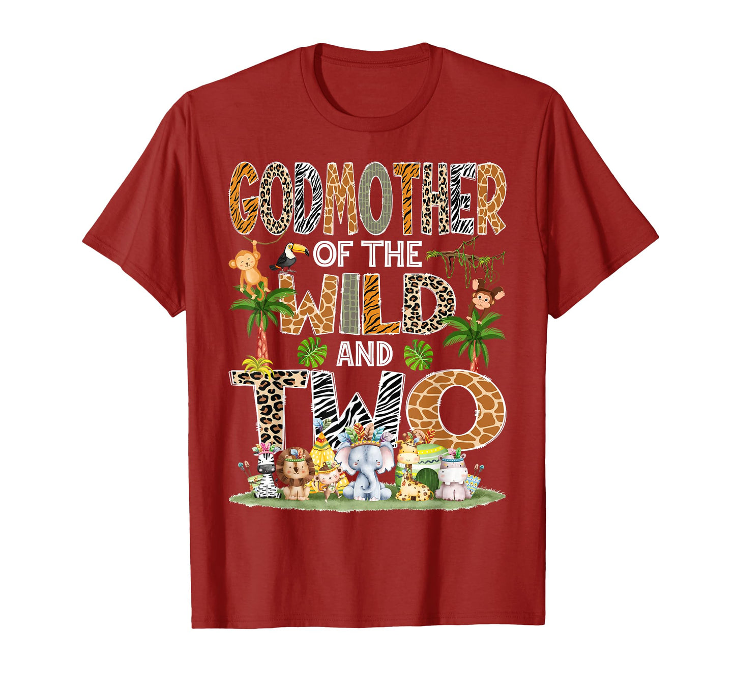 GodMother Of The Wild And Two 2Nd Birthday Boy Safari Jungle T-Shirt