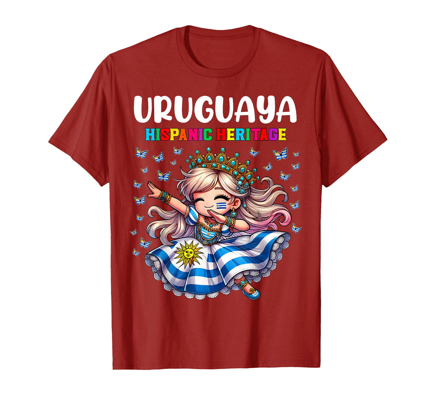 Uruguay Hispanic Heritage Month Celebration girls kids T-Shirt
