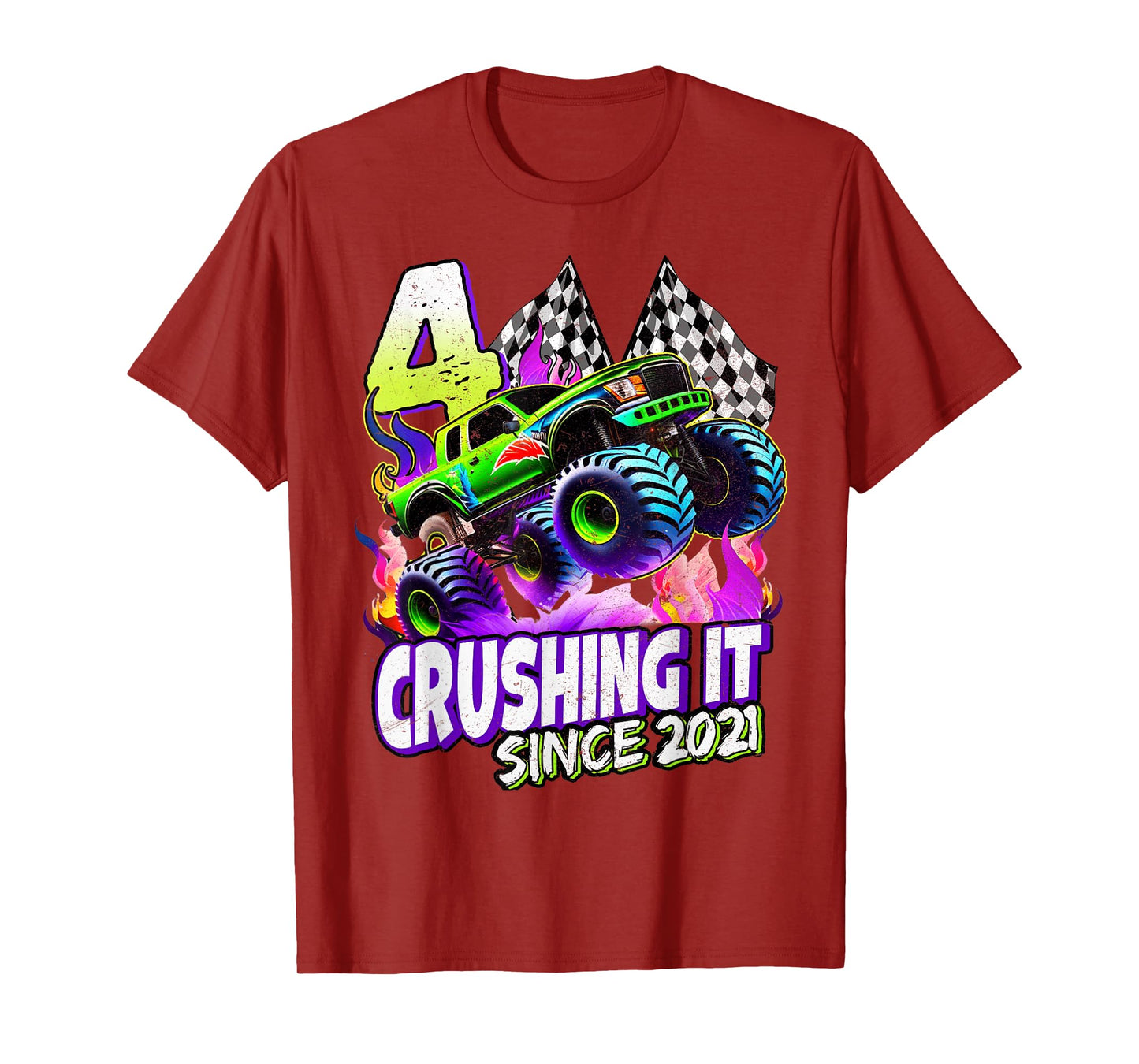 Birthday Boys Monster Truck 4 Year Old 4th Birthday Party T-Shirt