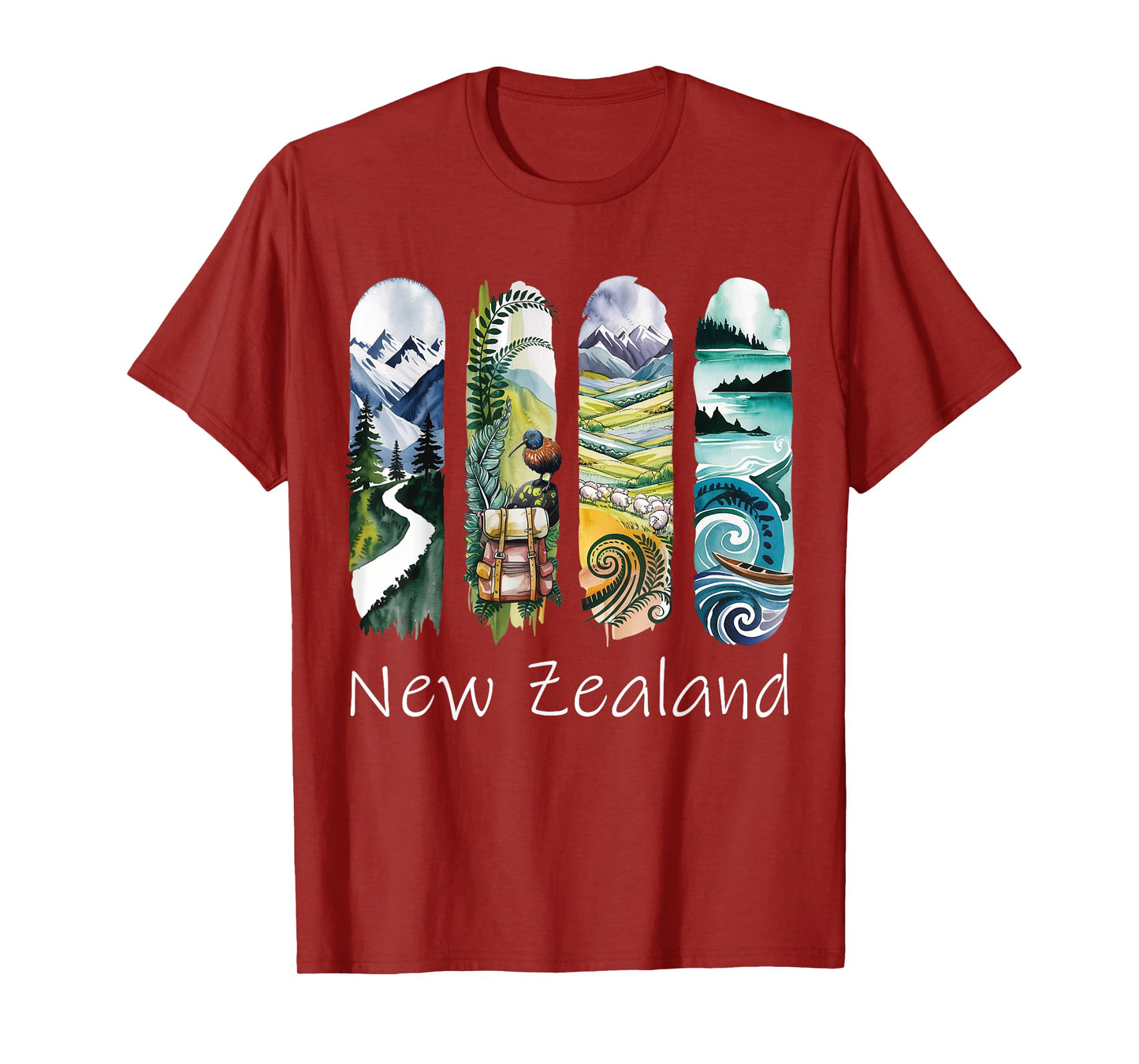 New Zealand Brushstroke Kiwi Vacation Souvenir New Zealand T-Shirt