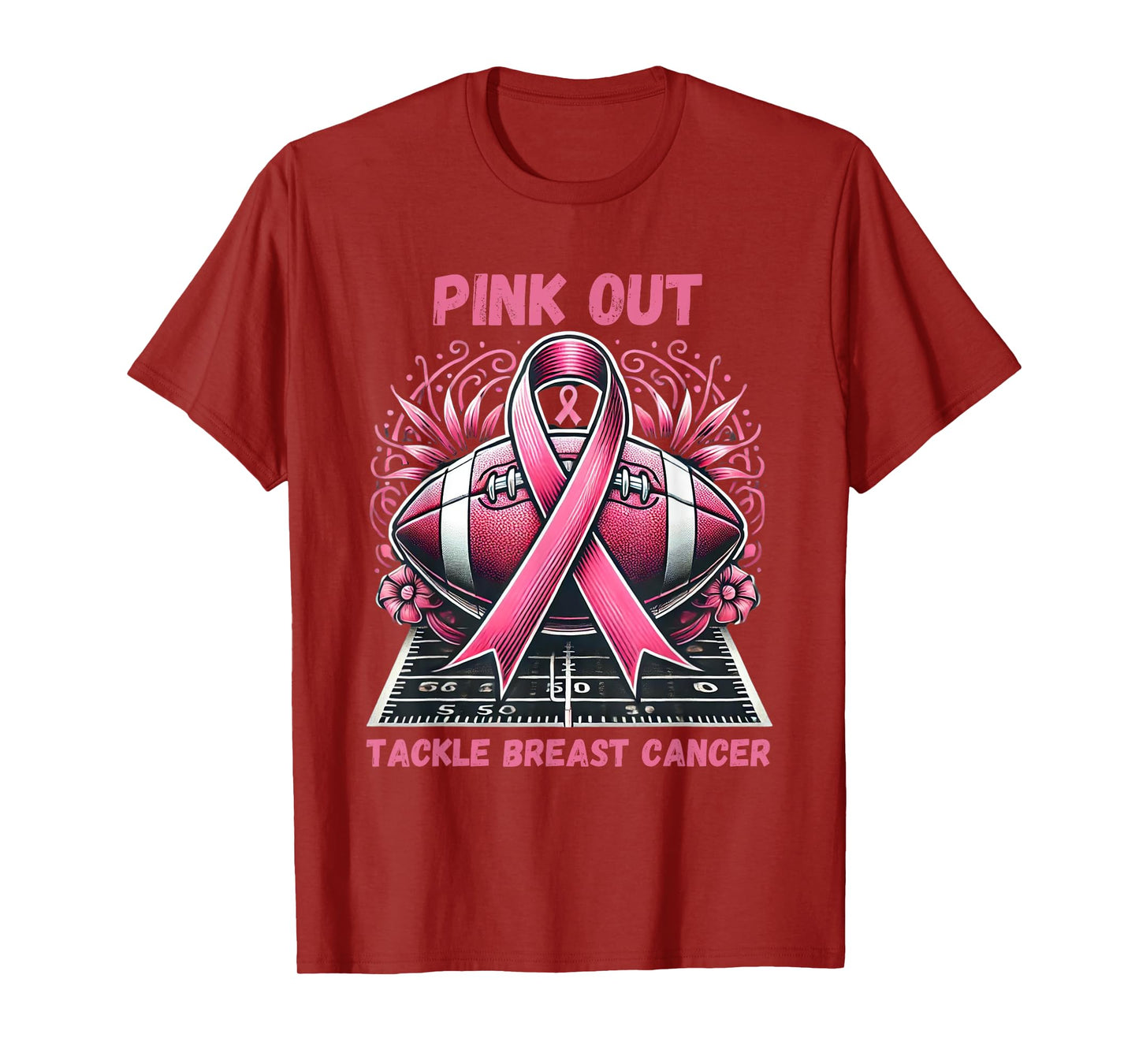 Pink Out Tackle Breast Cancer Awareness American Football T-Shirt