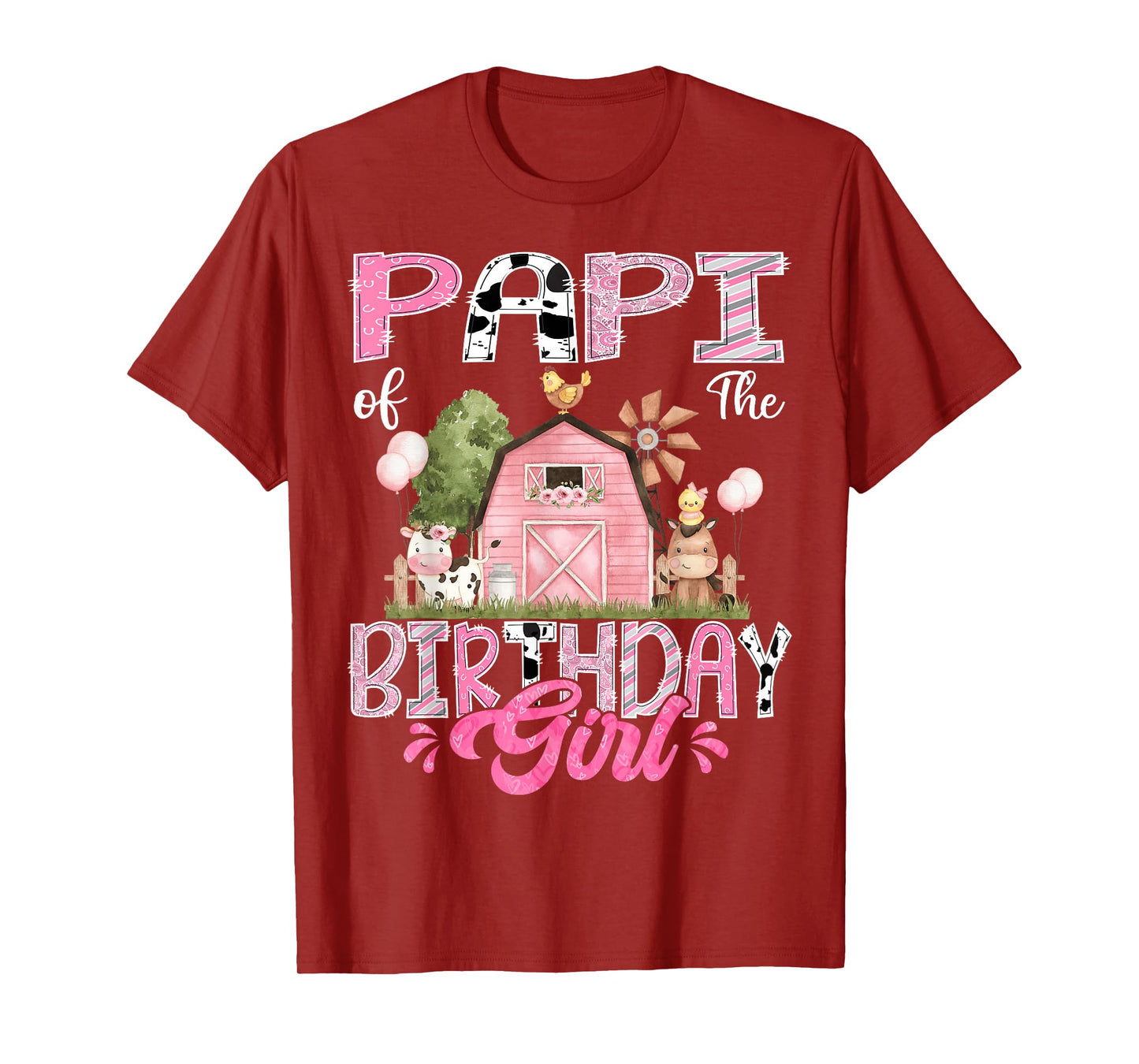 Papi Of The Birthday Girl 1St Birthday Pink Cow Farm T-Shirt
