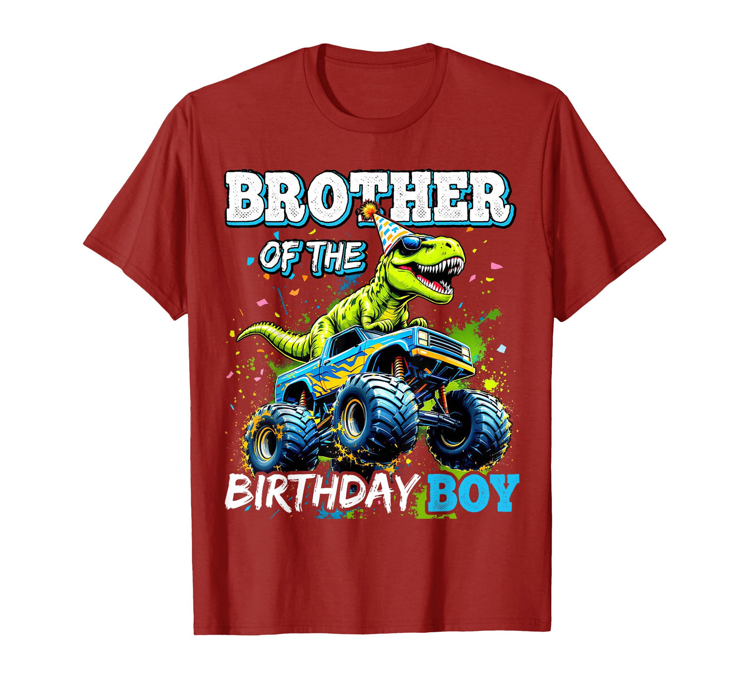 Brother of the Birthday Boy Monster Truck Dinosaur Party T-Shirt