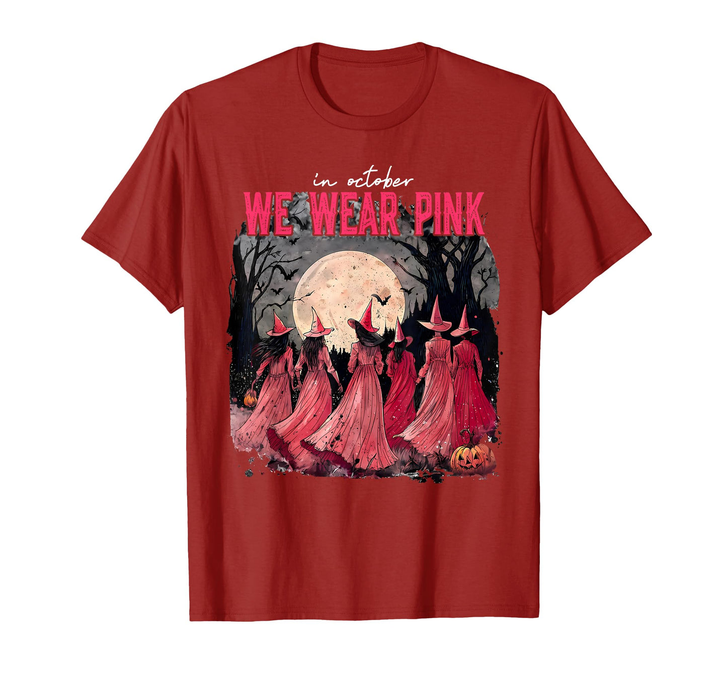 Breast Cancer Women Halloween in October We Wear Pink T-Shirt