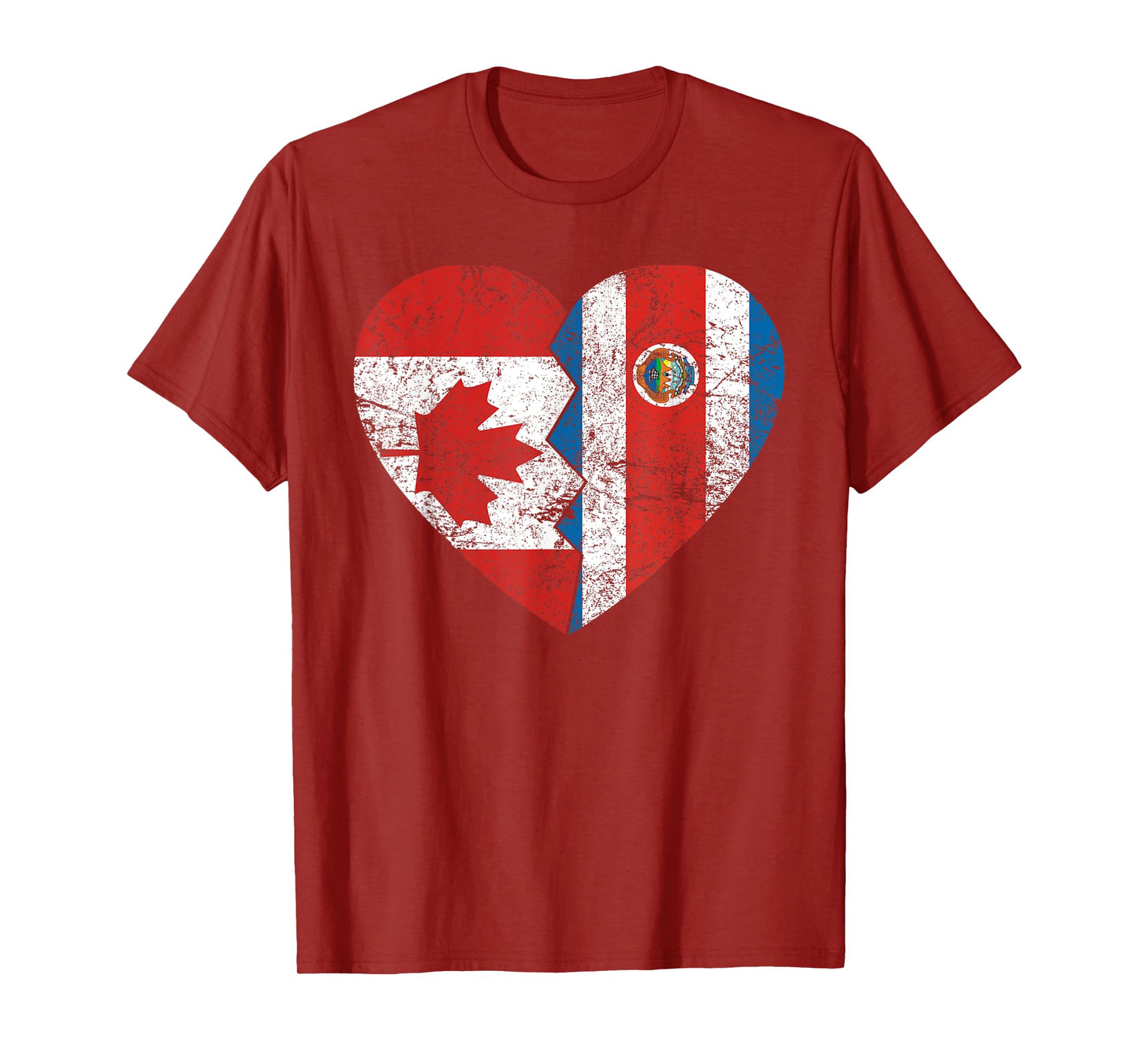 Costa Rican Canadian Flags Heart | Canada Costa Rica Roots T-Shirt