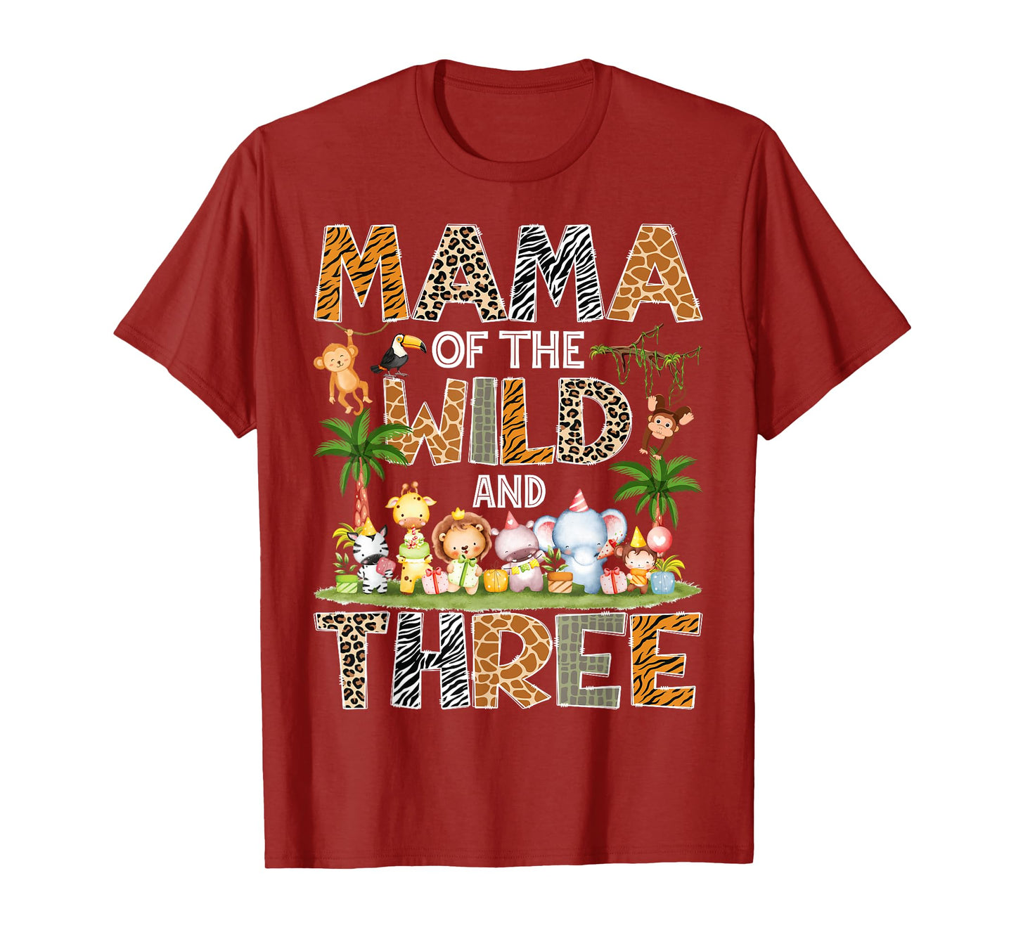 Mama Of The Wild & Three 3Rd Birthday Safari Jungle T-Shirt