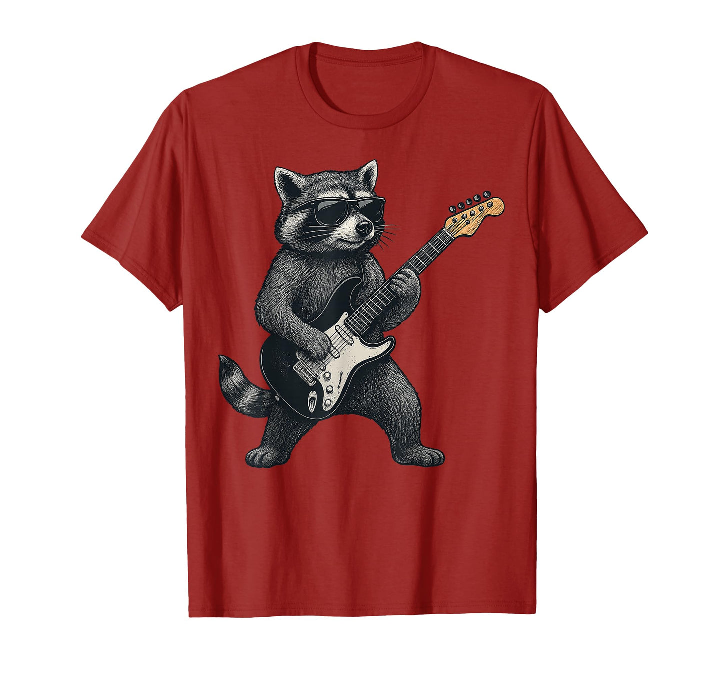 Raccoon Playing Guitar Rock and Roll Gift Men Women Boy Girl T-Shirt