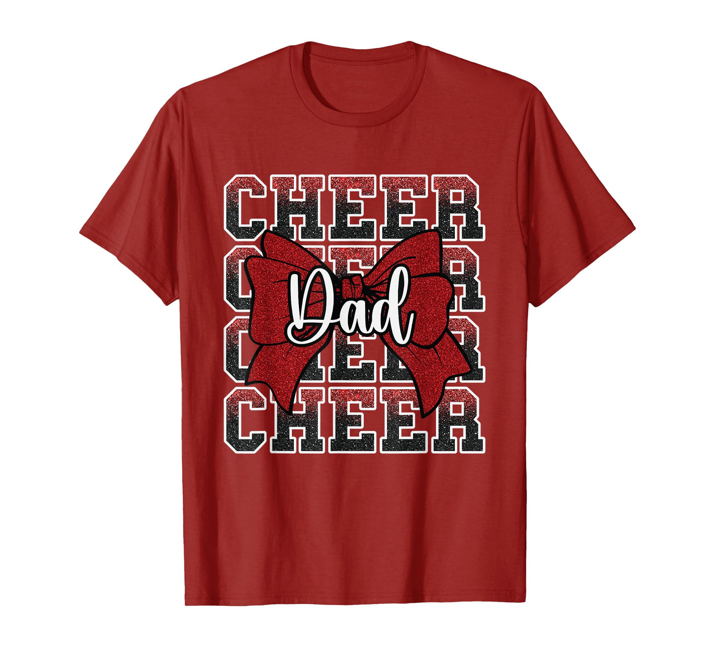 Cheer Dad Daddy Bow Sport Cheerleader Cheerleading Red T-Shirt