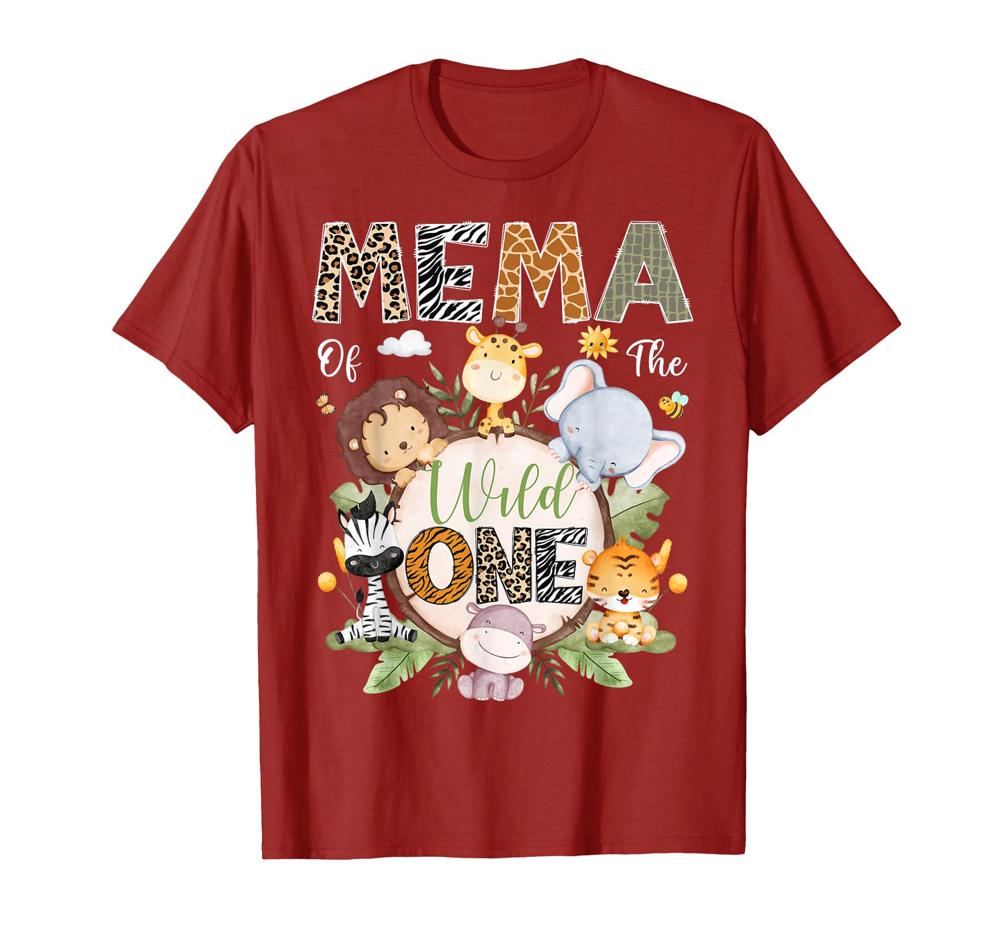 Mema of The Wild One 1St Birthday Jungle Safari Animals T-Shirt