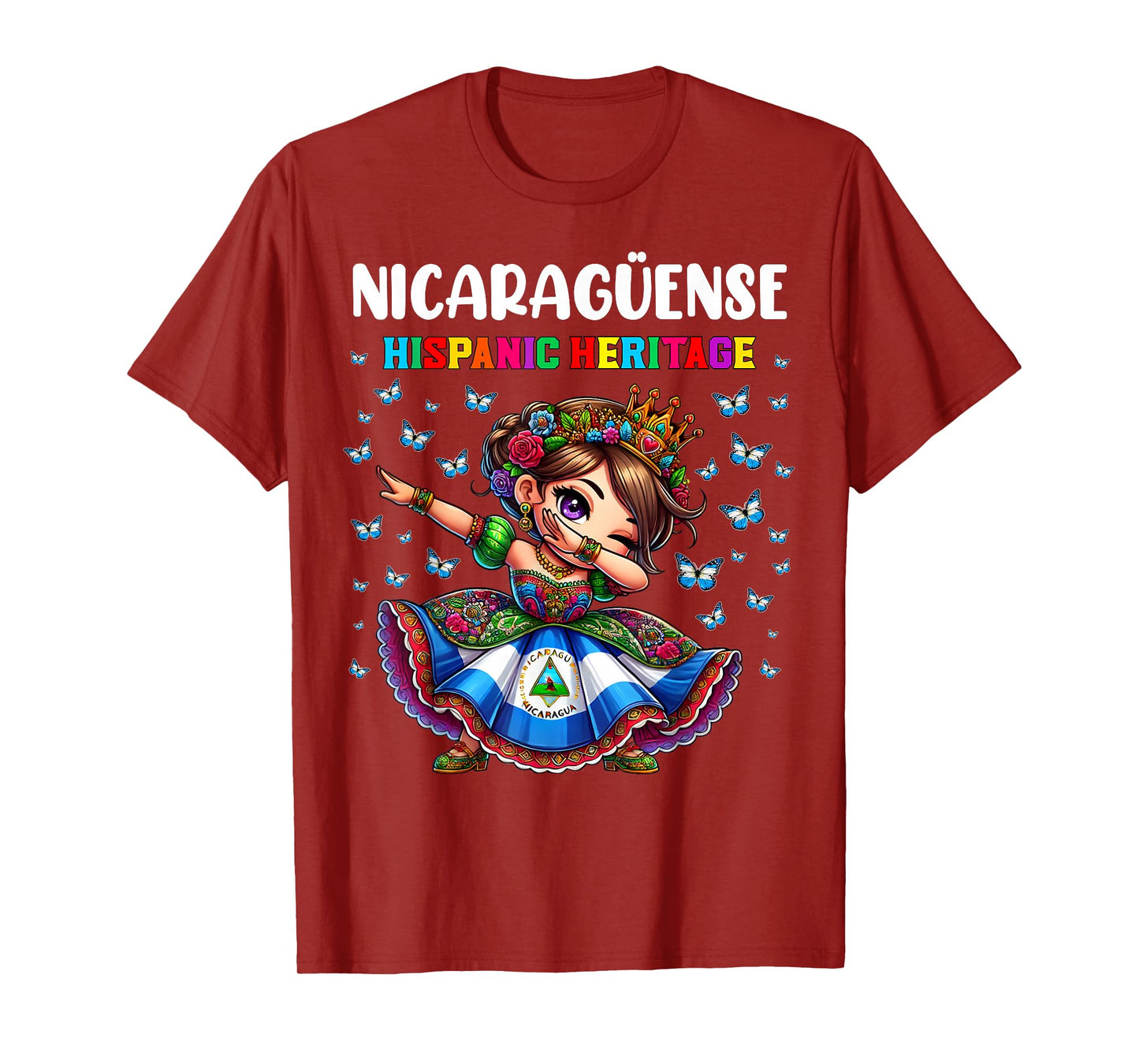 Nicaragua Hispanic Heritage Month Celebration girls kids T-Shirt