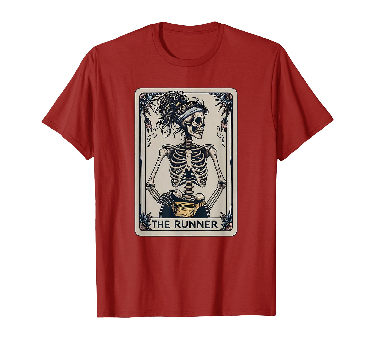 Funny Running Tarot Card, Funny Skeleton Halloween Runner T-Shirt