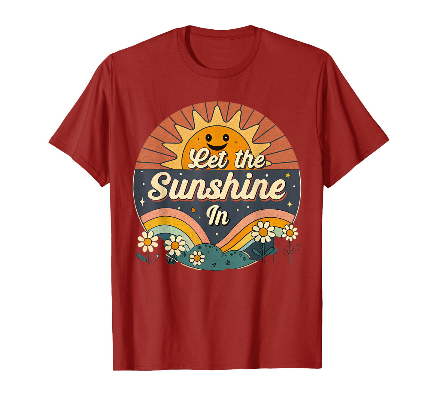 Let the Sunshine In, Retro Sun, and Rainbow. T-Shirt
