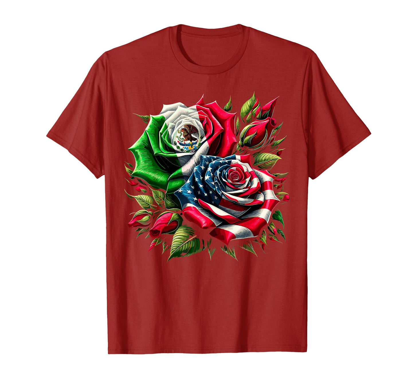 Mexican American Flag Rose T-Shirt