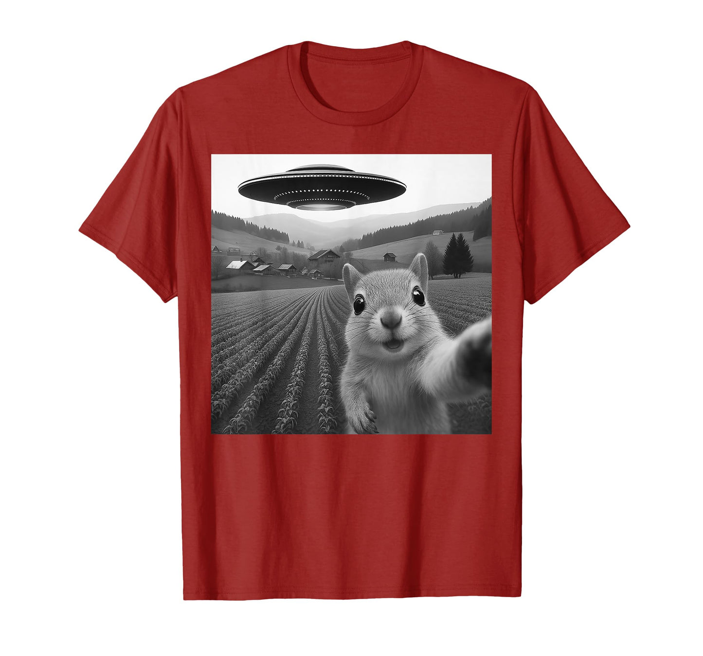 Squirrel Selfie with Alien UFO Funny Gifts for Men Women Kid T-Shirt