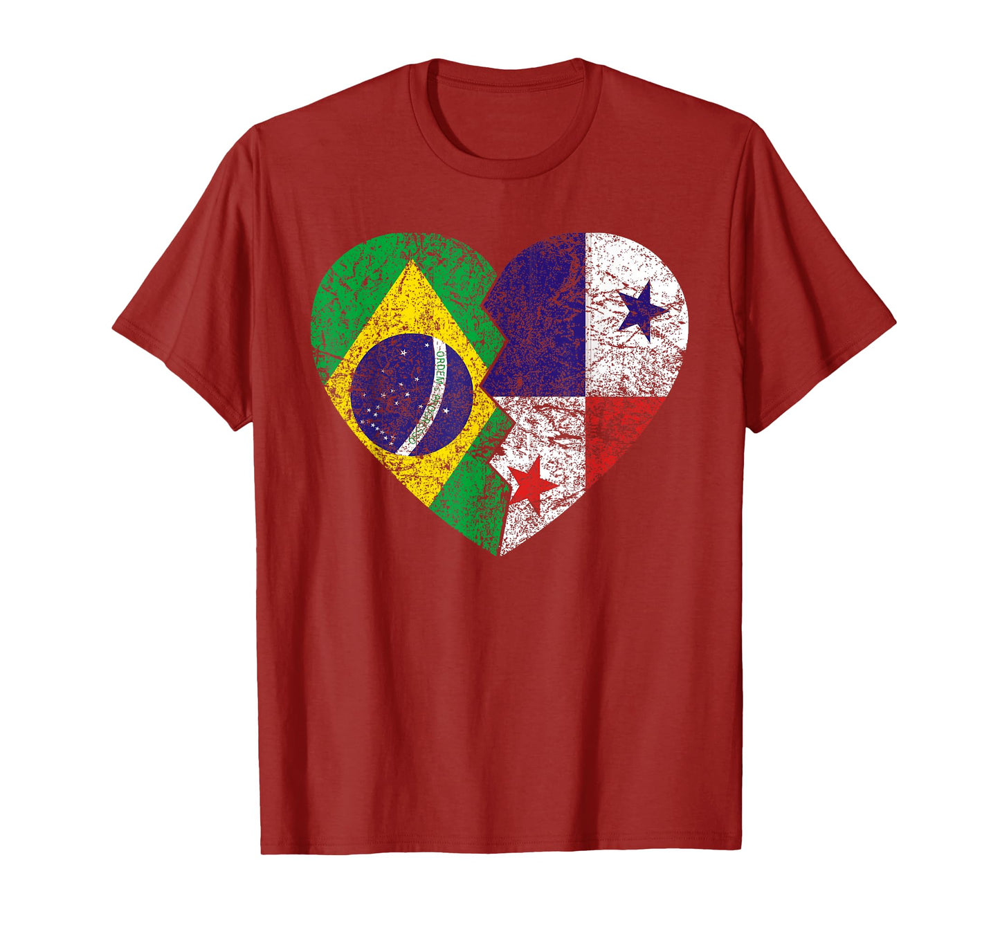 Panamanian Brazilian Flags Heart | Brazil Panama Roots T-Shirt