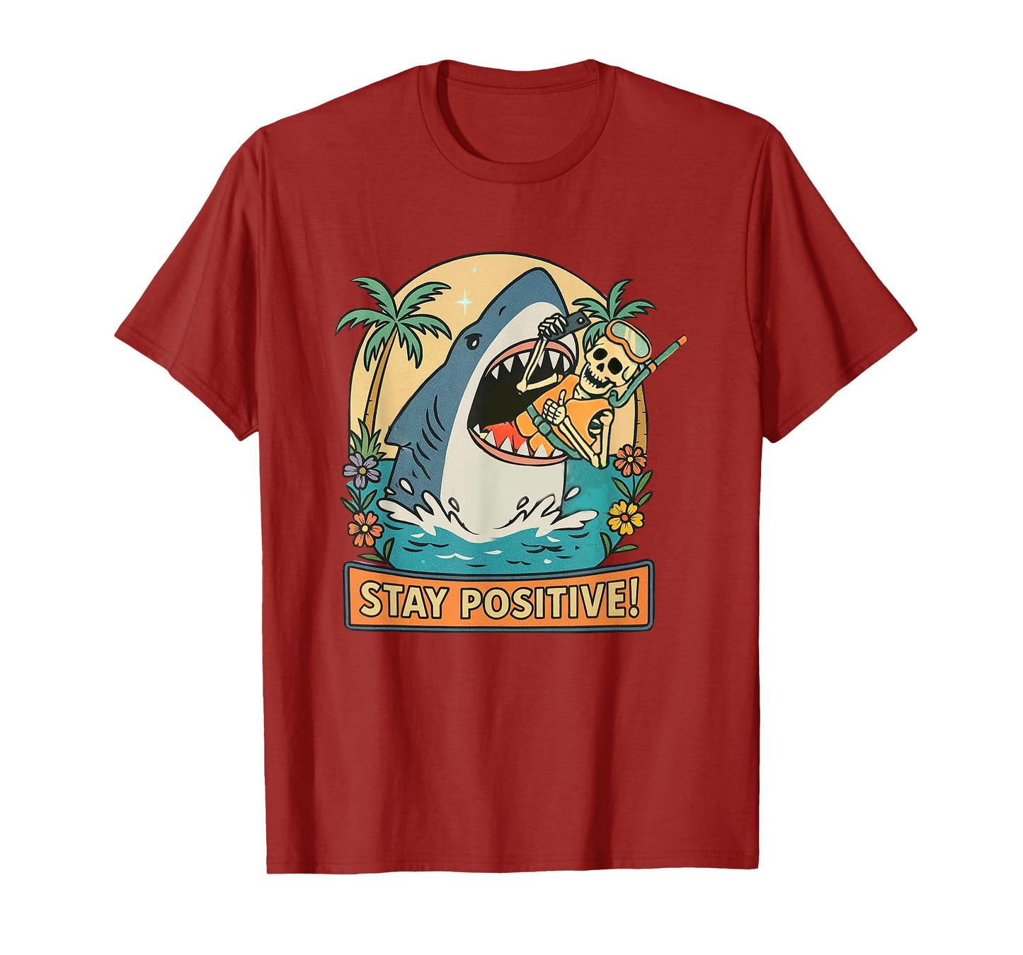 Stay Positive Shark Skeleton Snorkel Fun T-Shirt