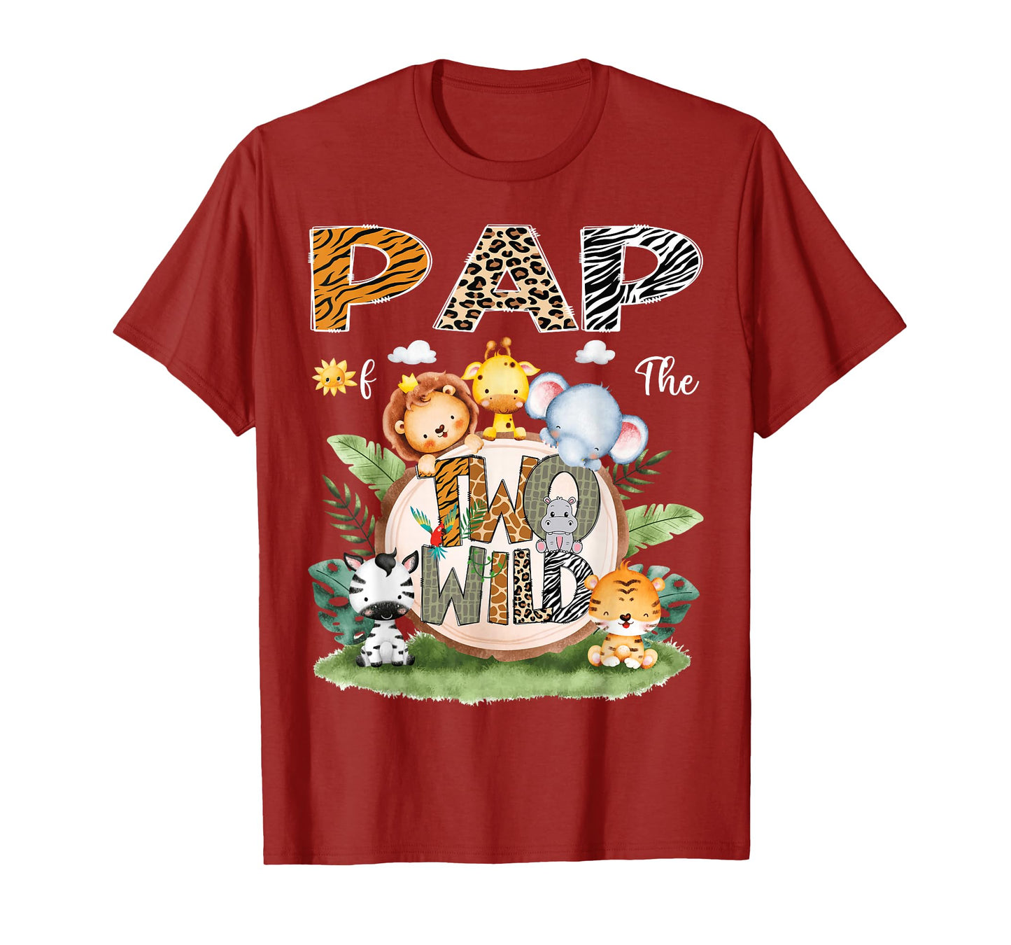 Pap Of The Two Wild 2Nd Birthday Safari Animal Lover T-Shirt