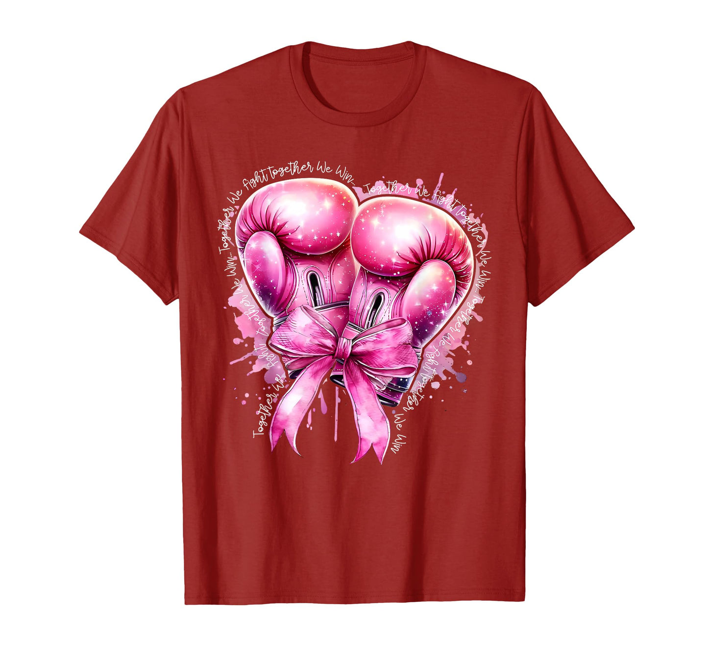 Together We Fight Pink Boxing Gloves Breast Cancer Awareness T-Shirt