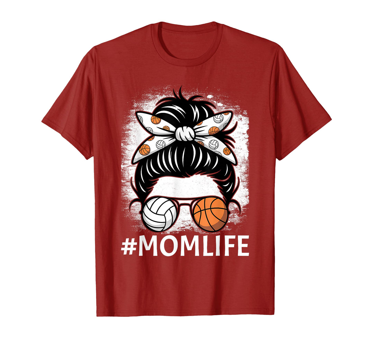 Dy Mom Life Volleyball Basketball Mothers Day Messy Bun T-Shirt