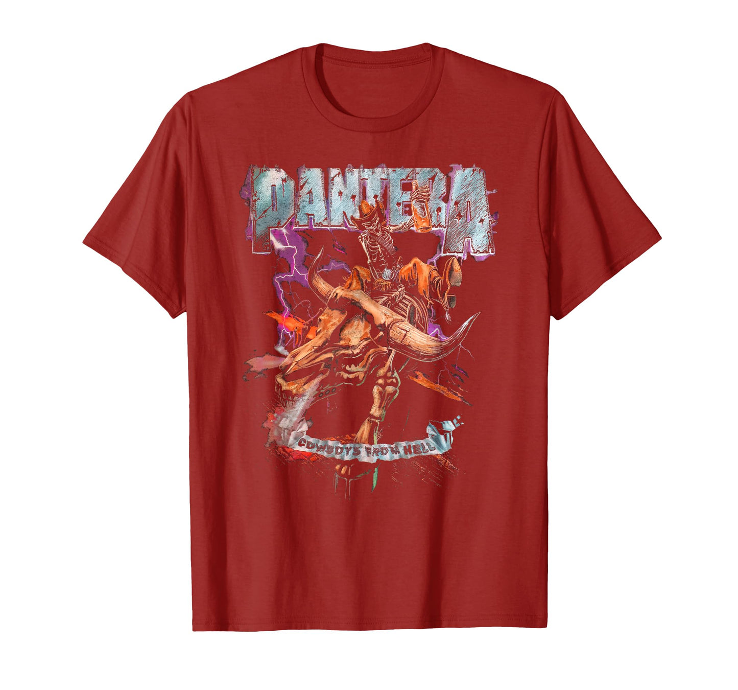 Pantera Official Cowboys From Hell Riding Skeleton Short Sleeve T-Shirt