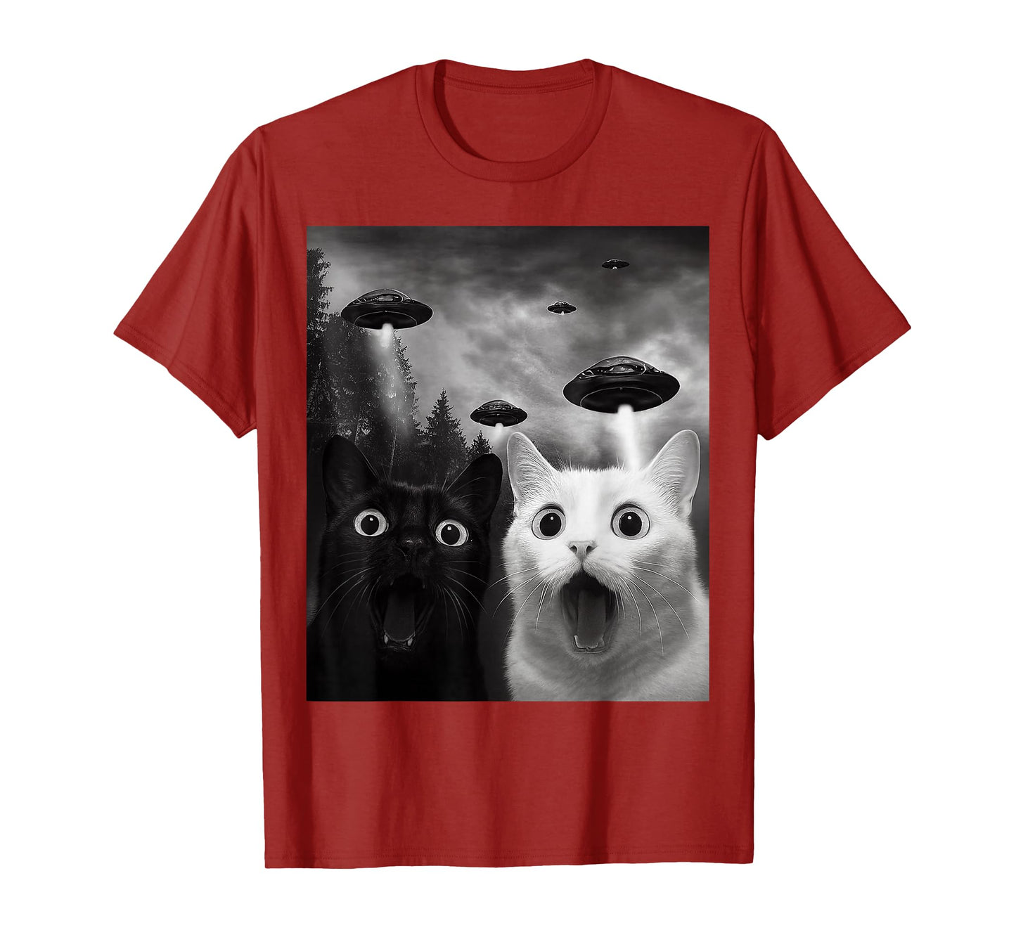 Cats Selfie with Alien UFO Funny Cat Gifts for Men Women Kid T-Shirt