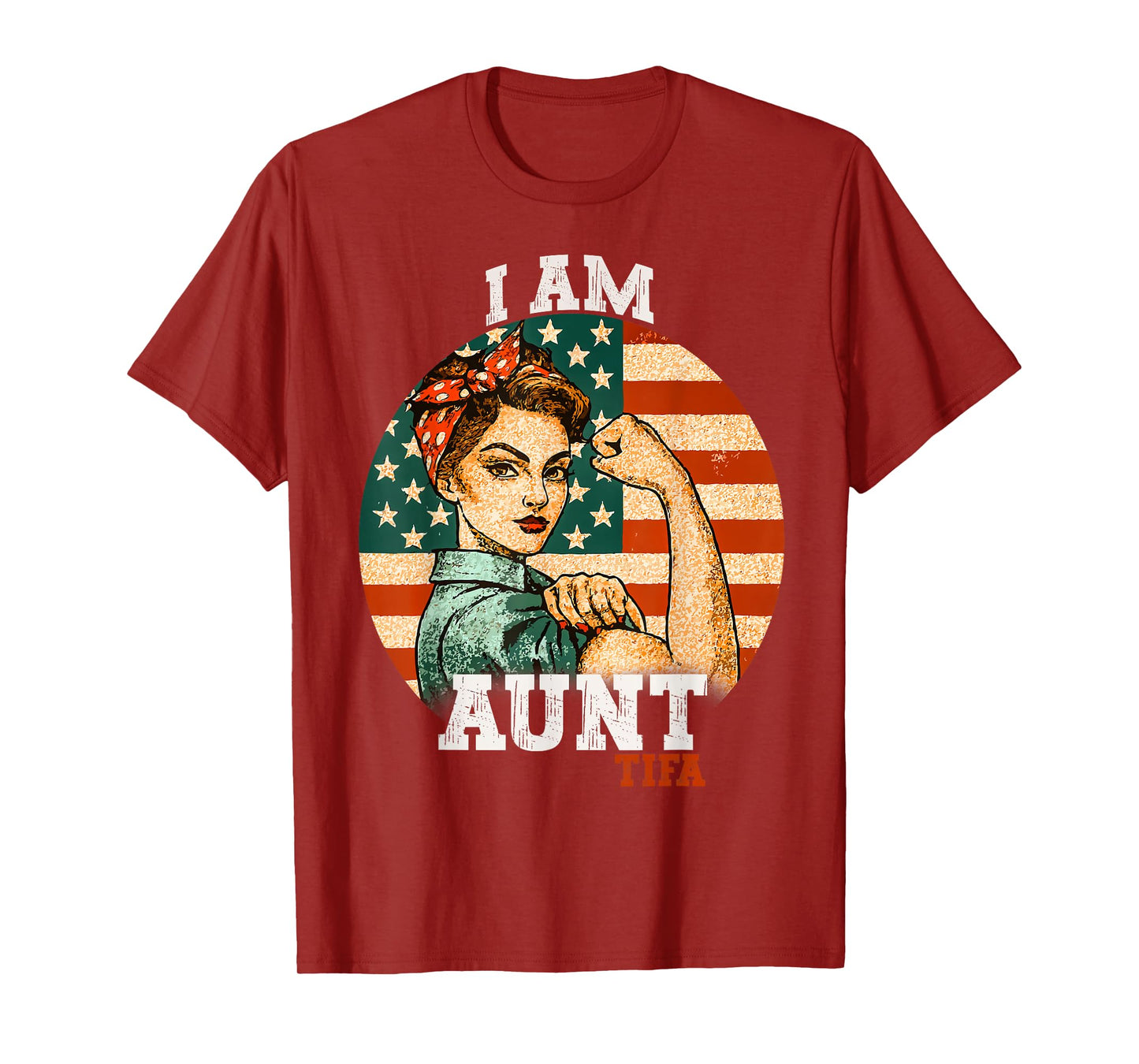 Vintage I Am Aunt Tifa Woman's Girl America Flag Design T-Shirt