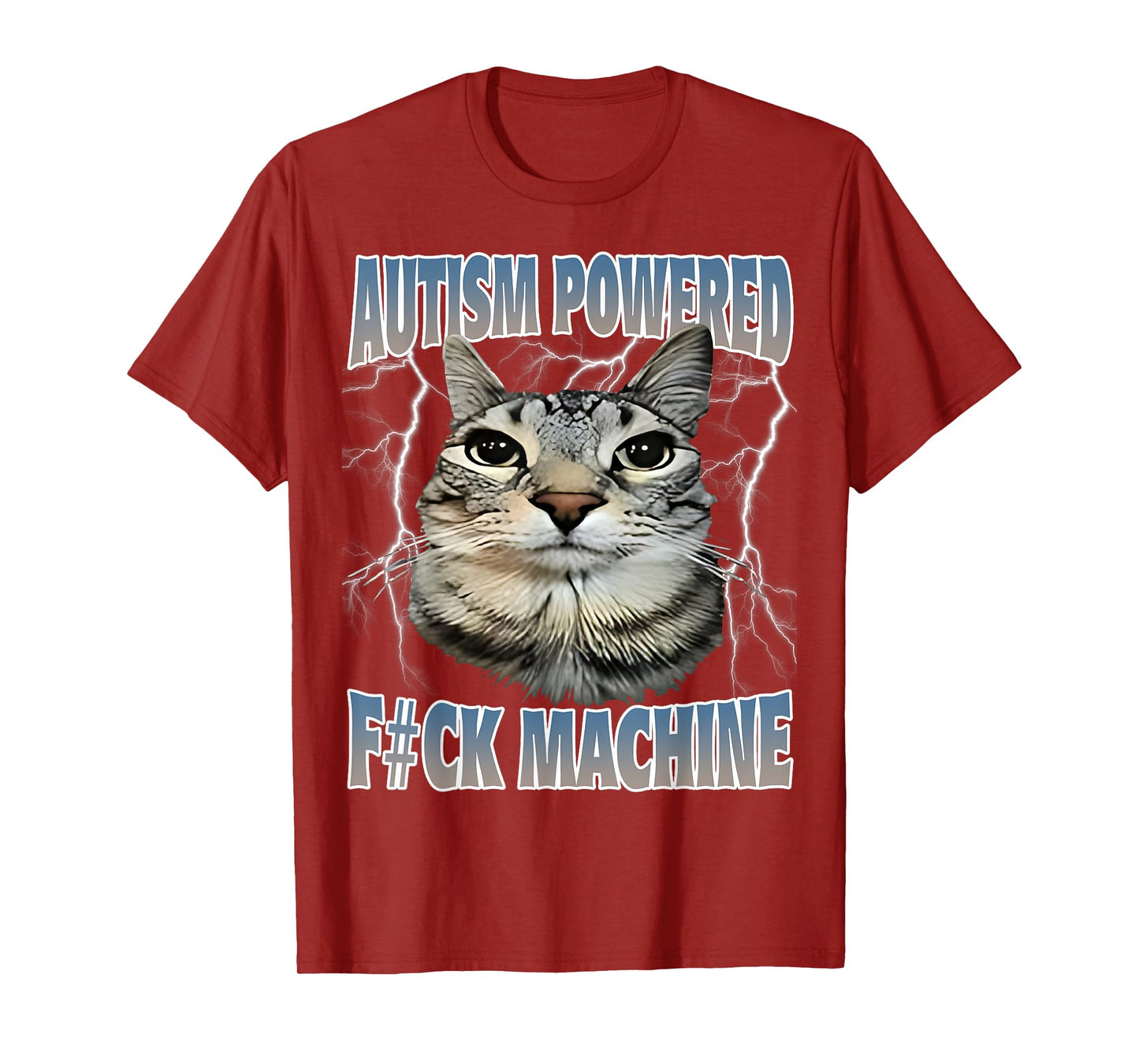 Autism Powered F#Ck Machine Funny Cat Meme Autistic Retro T-Shirt for Men Women