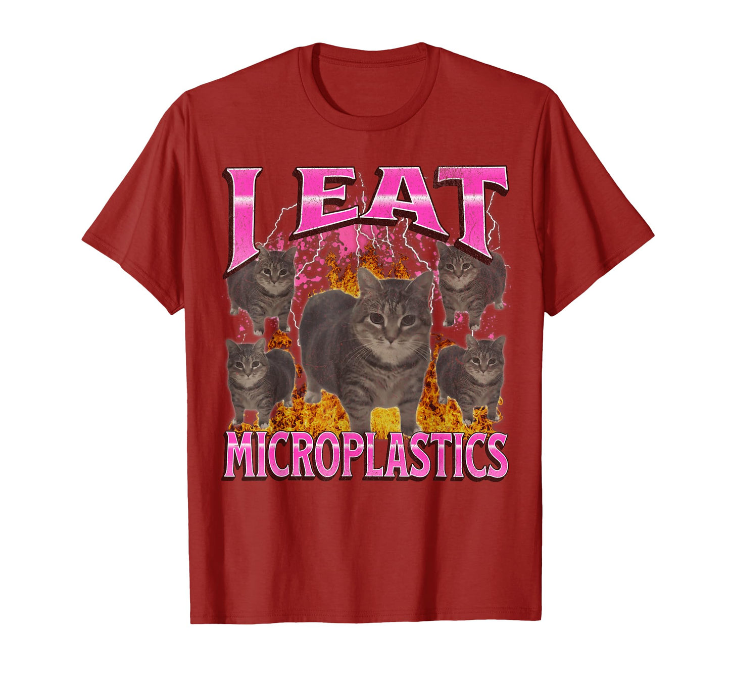 I Eat Microplastics Funny Cat Meme Bootleg Graphic Men Women T-Shirt