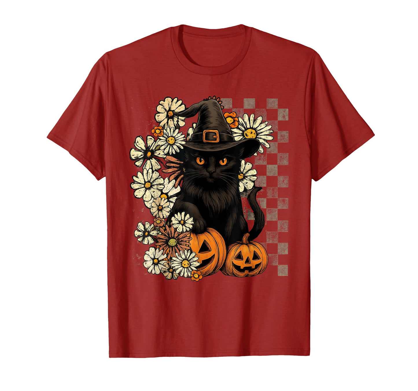 Retro Black Cat Pumpkin Halloween Costume Fall Autumn Season T-Shirt