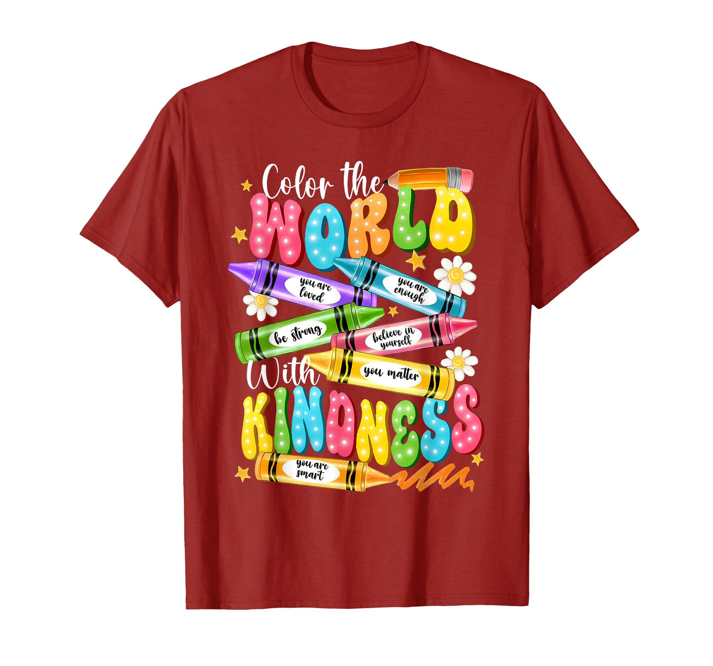 Color The World With Kindness Teacher Funny Back To School T-Shirt