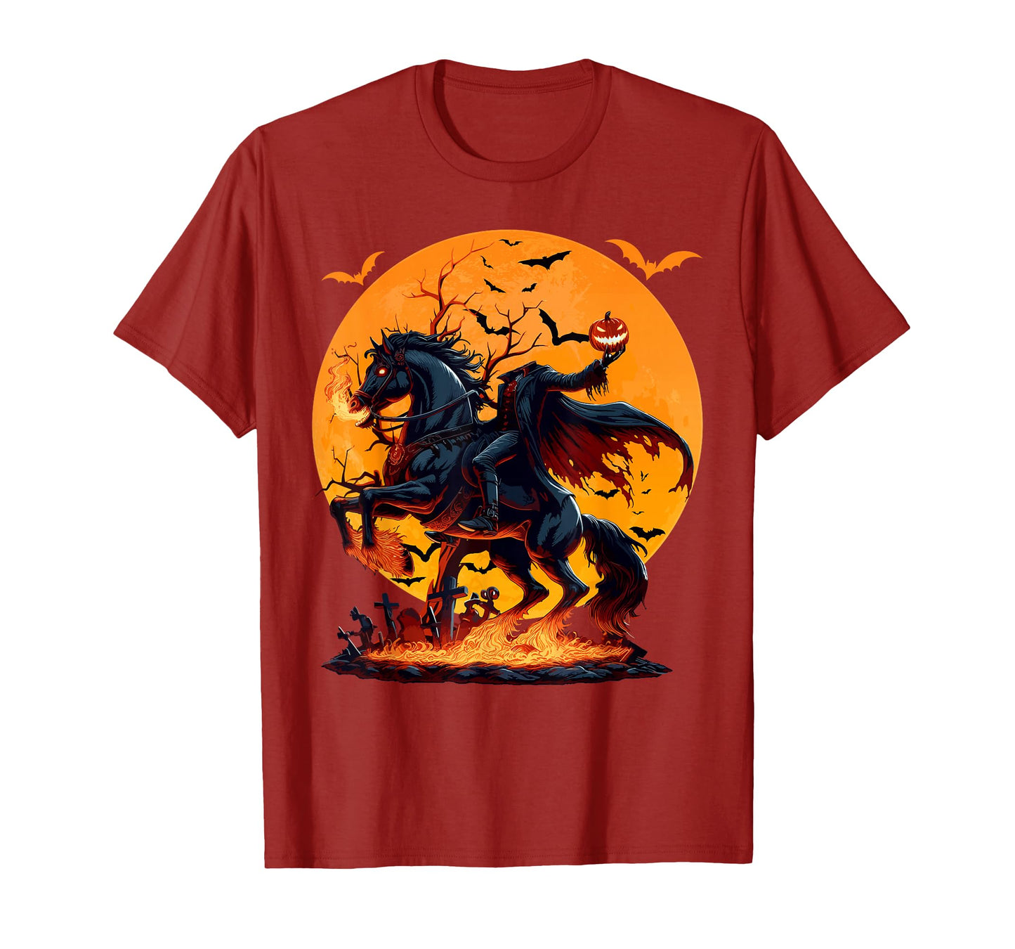 Headless Horse Rider & Pumpkin Happy Halloween Costume Day T-Shirt