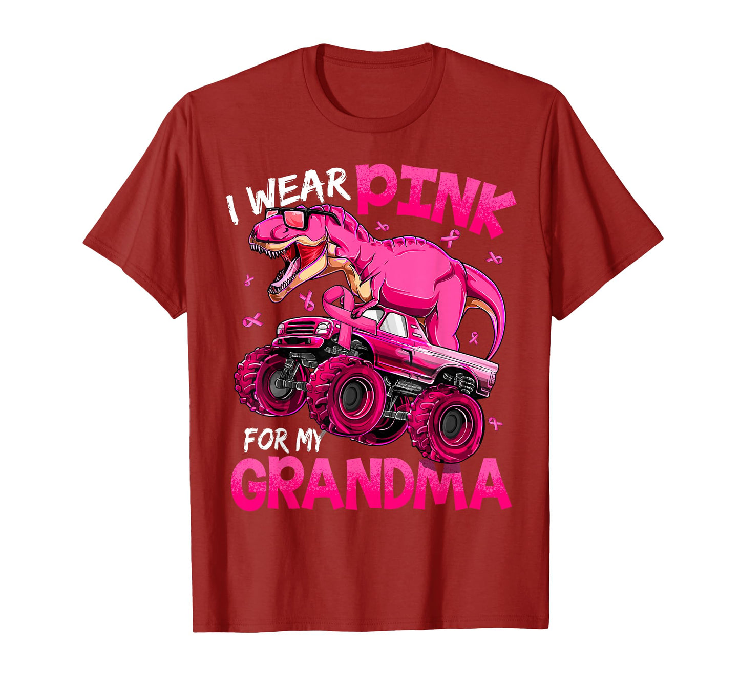 I Wear Pink For My Grandma Breast Cancer Awareness Dinosaur T-Shirt