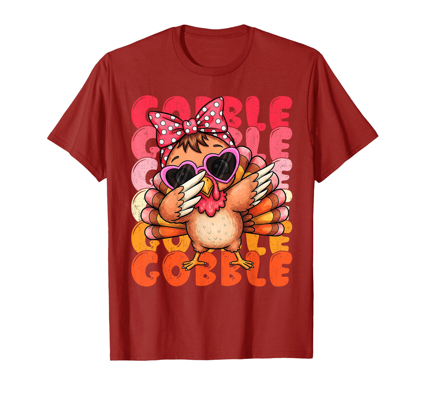 Cute Girls Thanksgiving Shirt Turkey Dabbing Women Kids T-Shirt