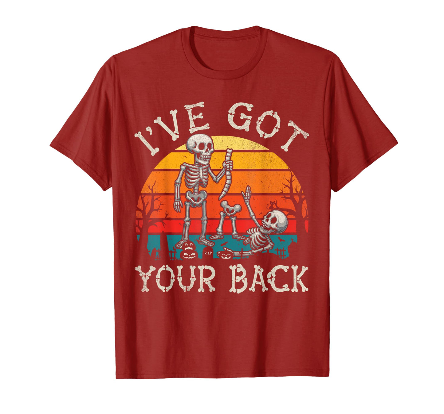 Retro I've Got Your Back Funny Halloween Skeleton Costume T-Shirt