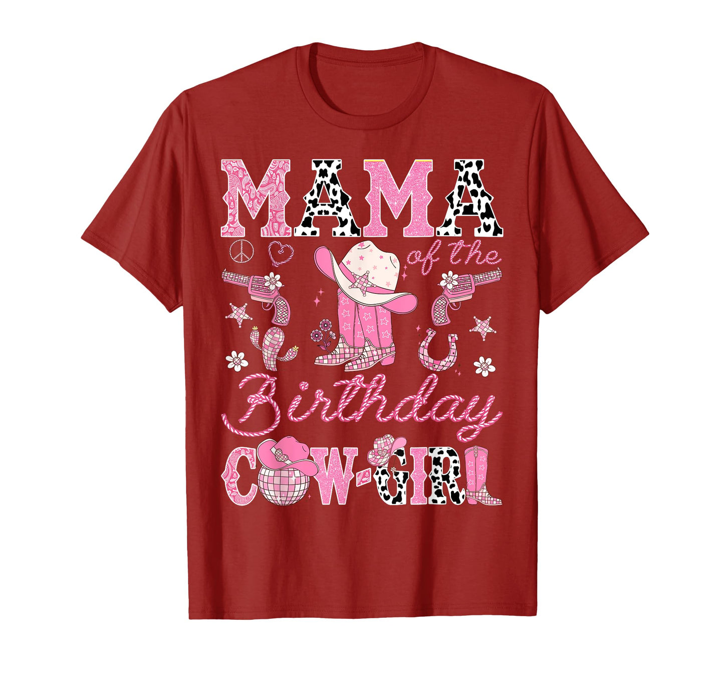 Mama Of The Birthday Cow-Girl Pink Rodeo Western T-Shirt