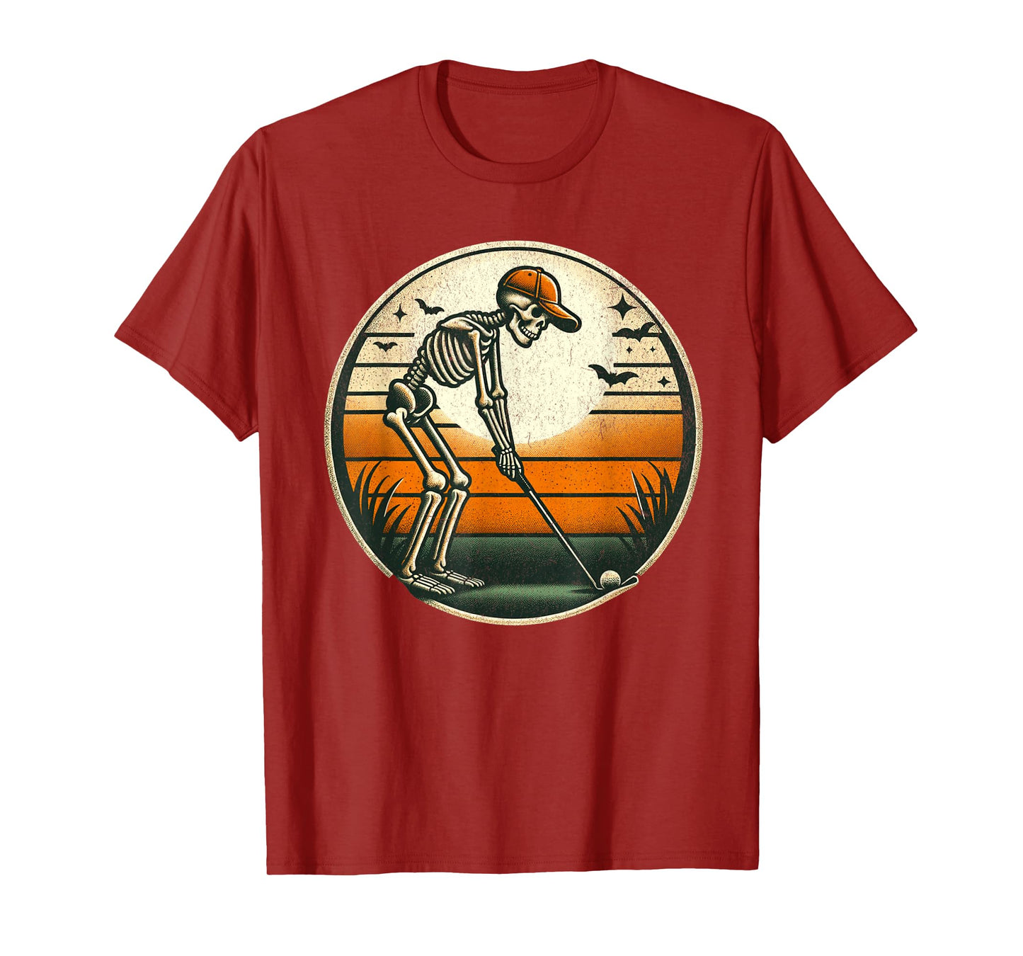 Skeleton Golf Halloween Golfer Golf Player Funny Men Dad T-Shirt