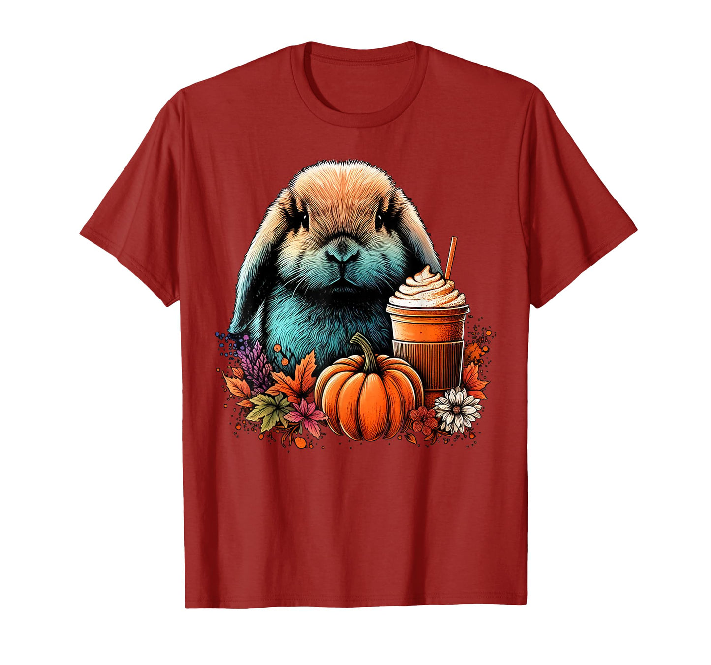 Holland Lop Rabbit Pumpkin Spice Latte Lovers Bunny Autumn T-Shirt