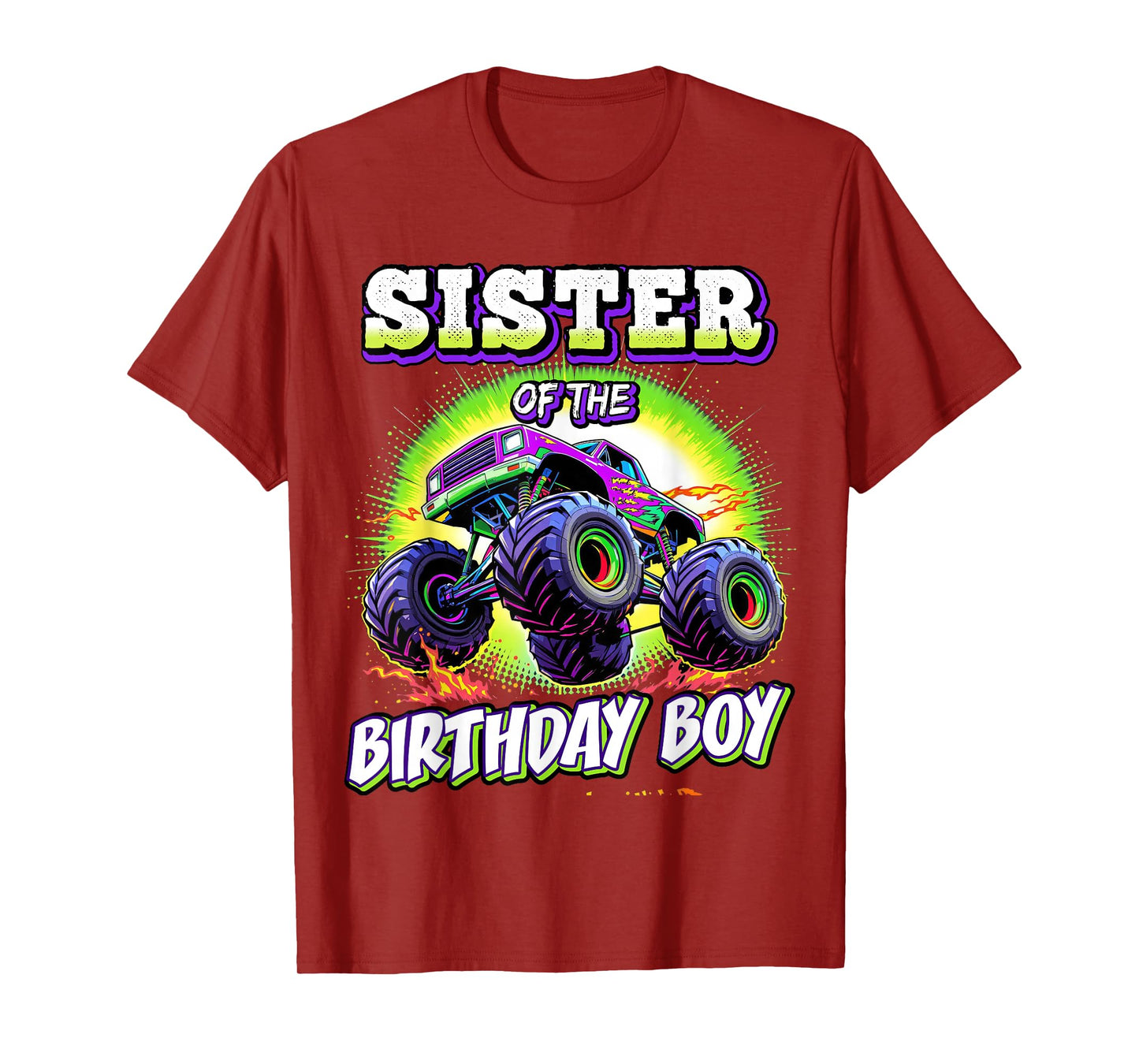 Sister of the Birthday Boy Monster Truck Birthday Party T-Shirt