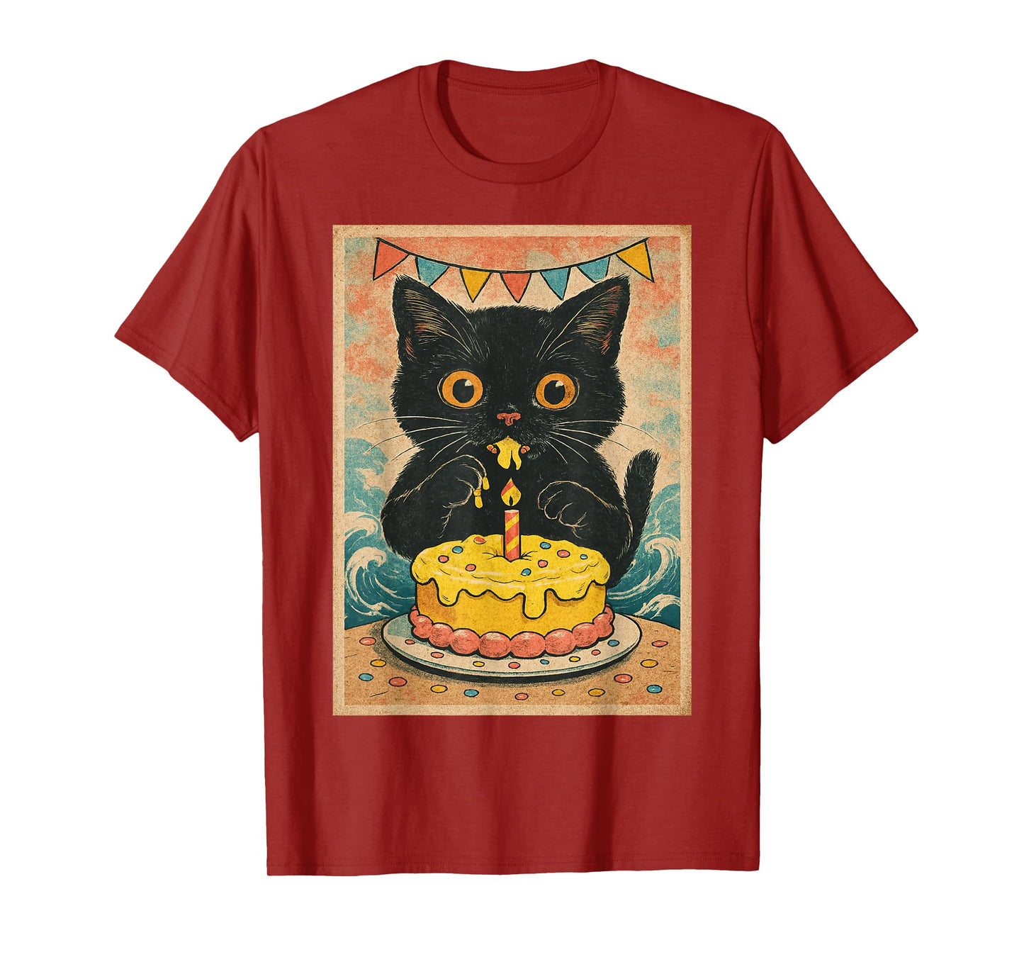 Black Cat Birthday Party Anime Japanese Funny Birthday Cat T-Shirt