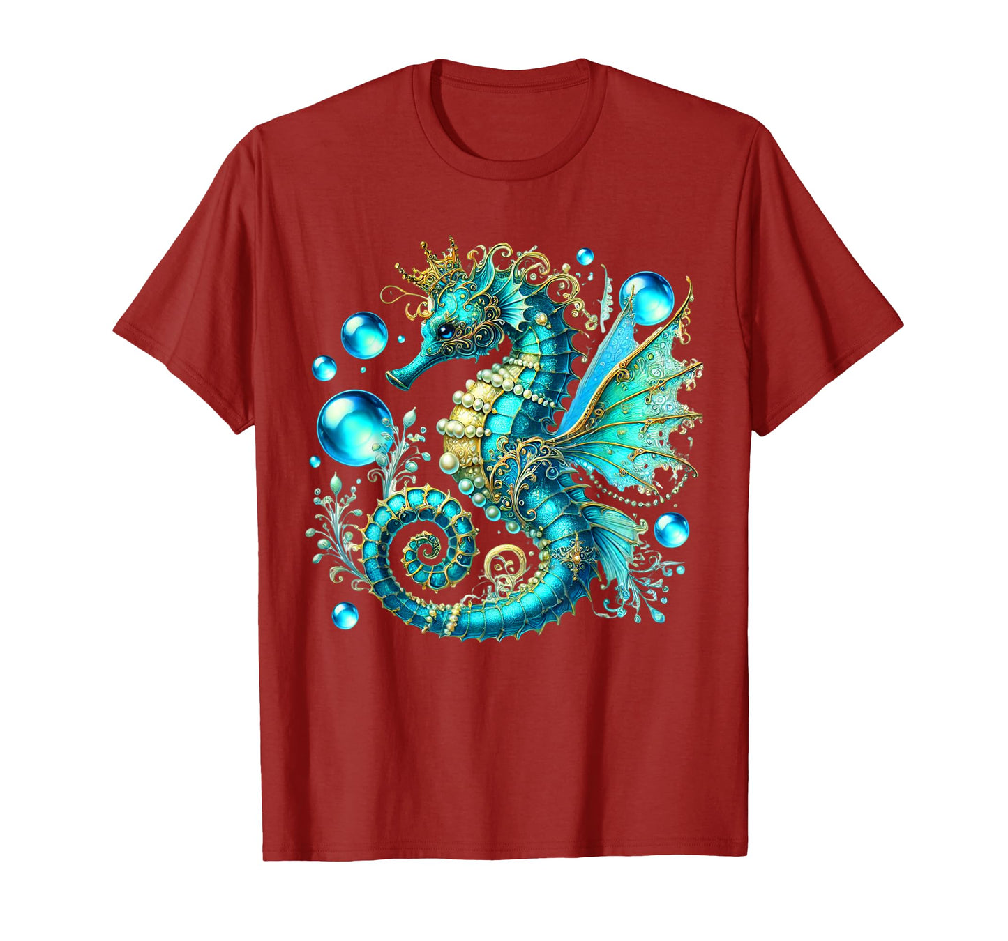 Seahorse Women Men Colorful Underwater Seahorse Reef Fish T-Shirt