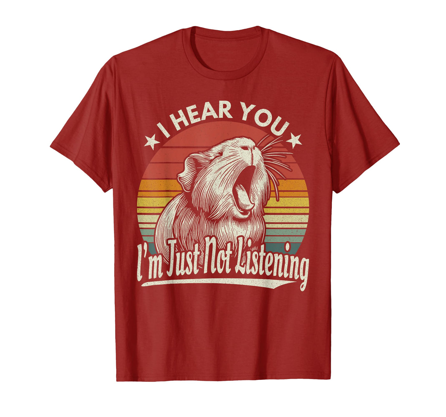 Cute Yawn Guinea Pig I Hear You I´m Just Not Listening Retro T-Shirt