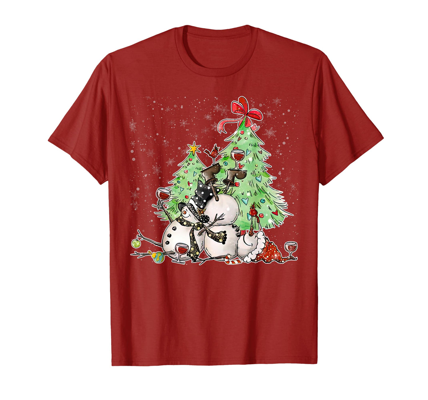 Tipsy Snowman Holiday Season Drinking Wine Snowmen Xmas Men T-Shirt
