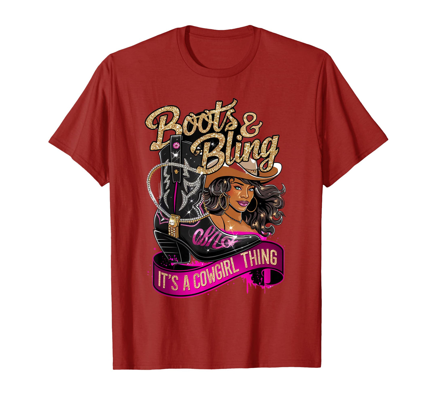 Boots And Bling It's A Cowgirl Thing Rodeo Melanin T-Shirt