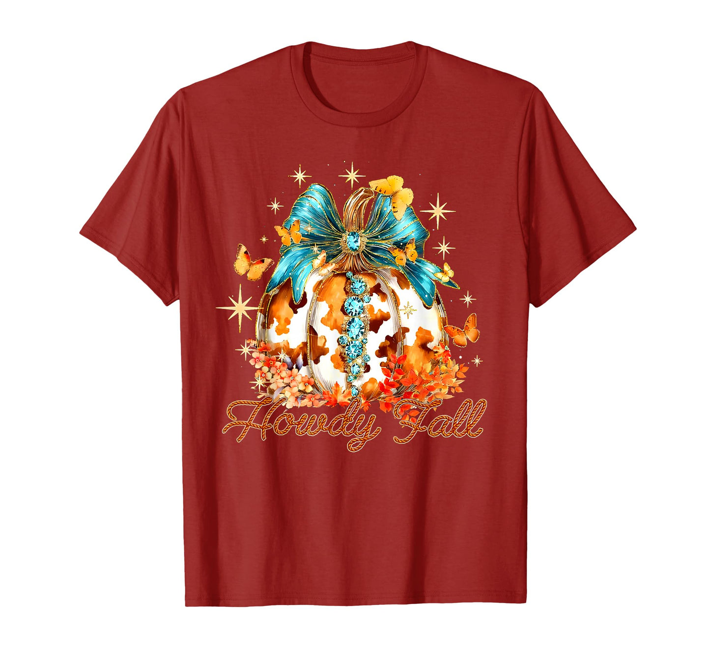 Howdy Fall Western Pumpkin Season Autumn Leaves Thanksgiving T-Shirt
