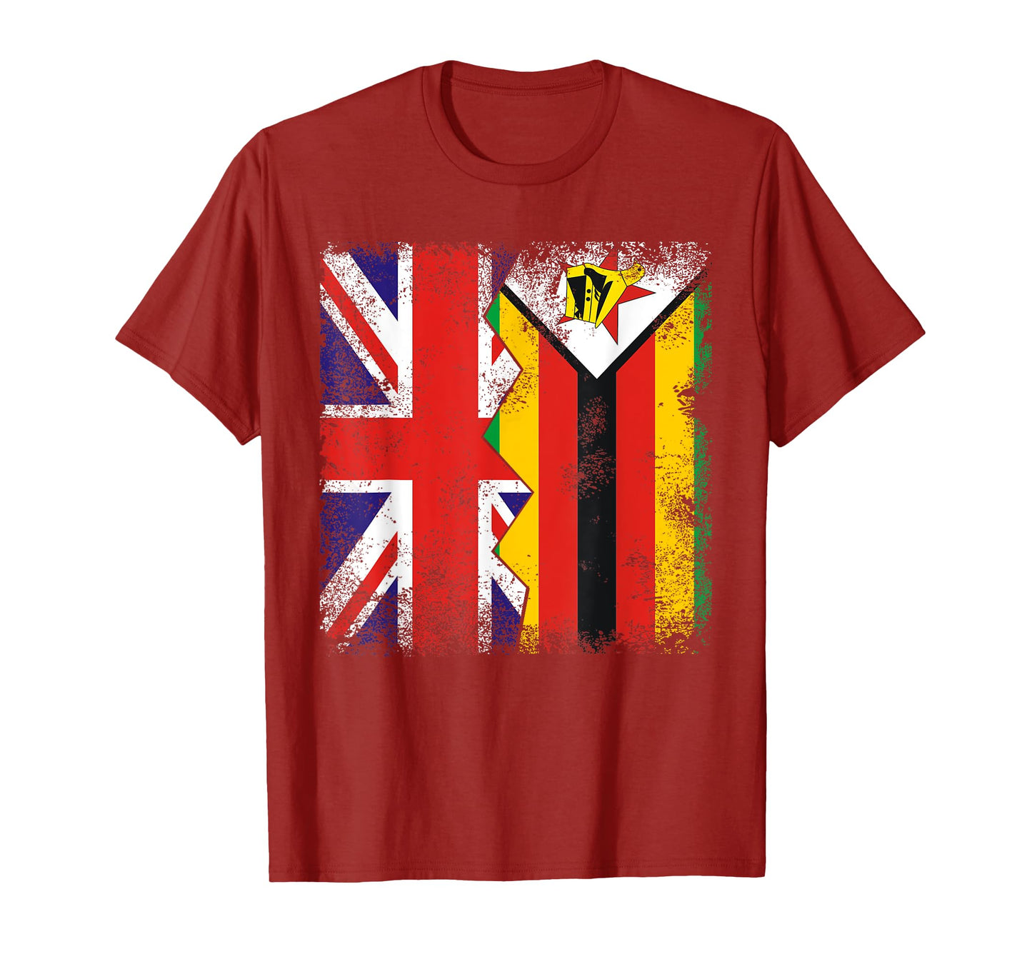 Zimbabwean Roots | Half British Flags | UK Zimbabwe Vintage T-Shirt