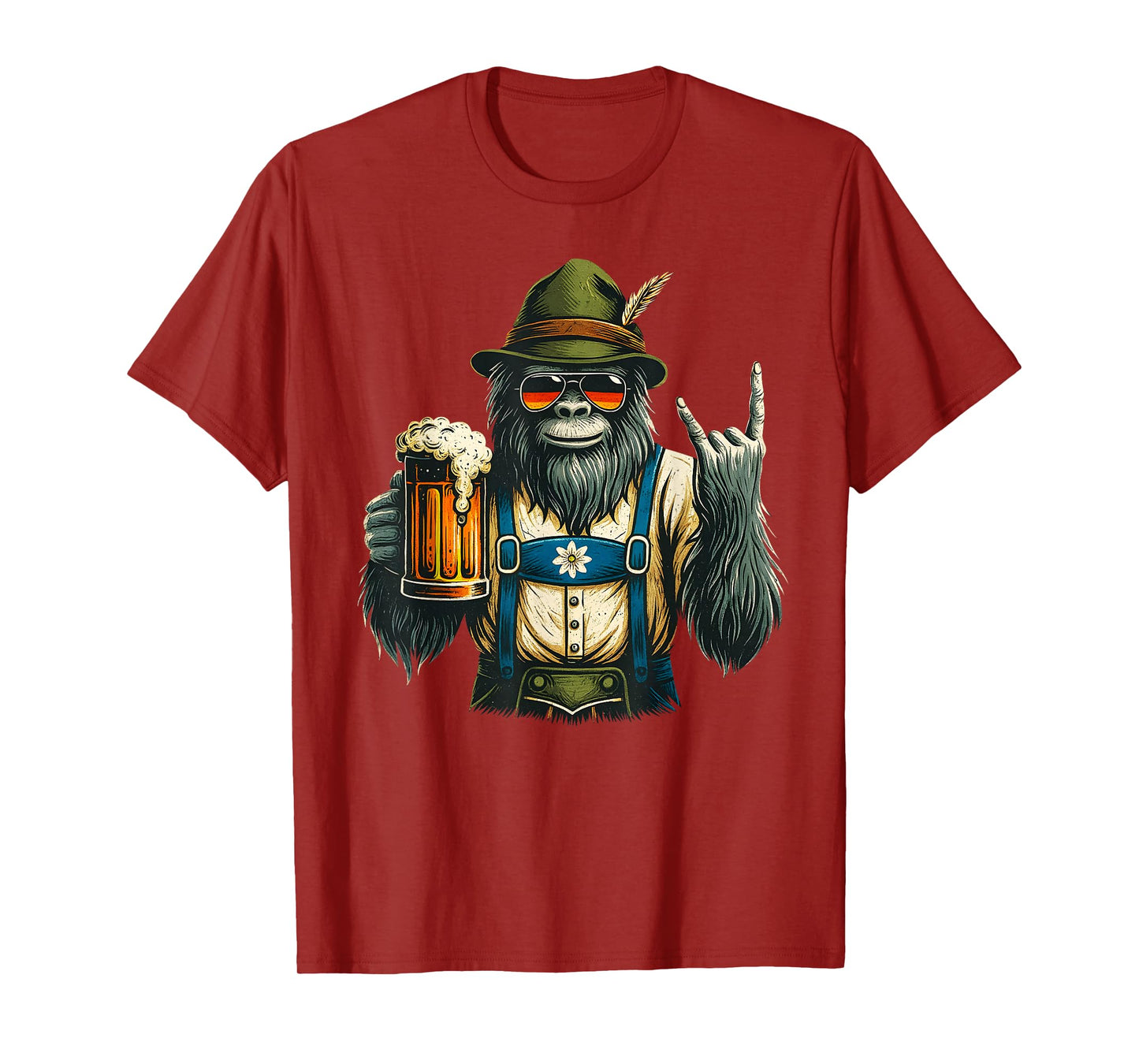 German Bigfoot Sasquatch Beer Lederhose Funny Oktoberfest T-Shirt