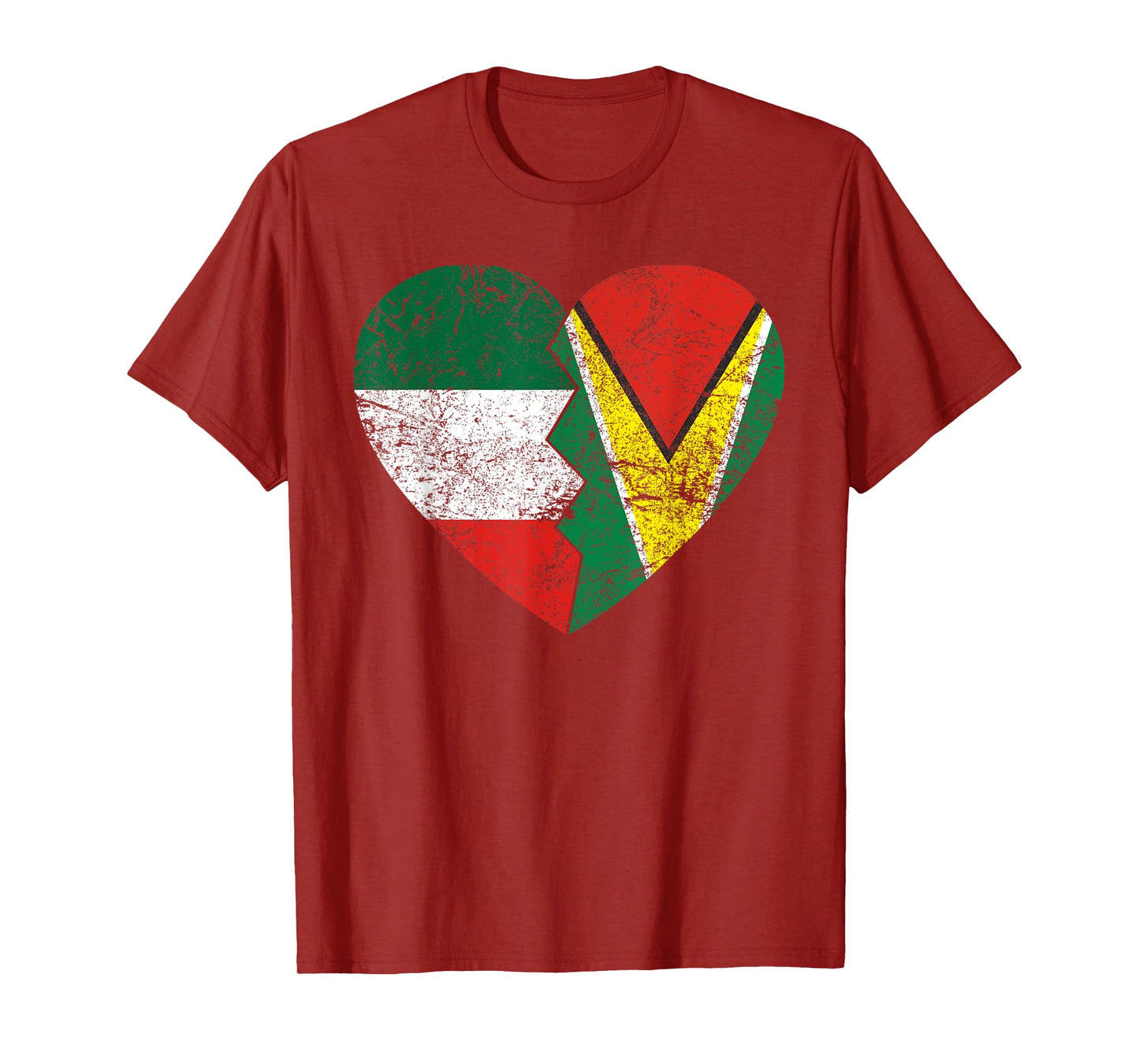 Guyanese Italian Flags Heart | Italy Guyana Roots Vintage T-Shirt
