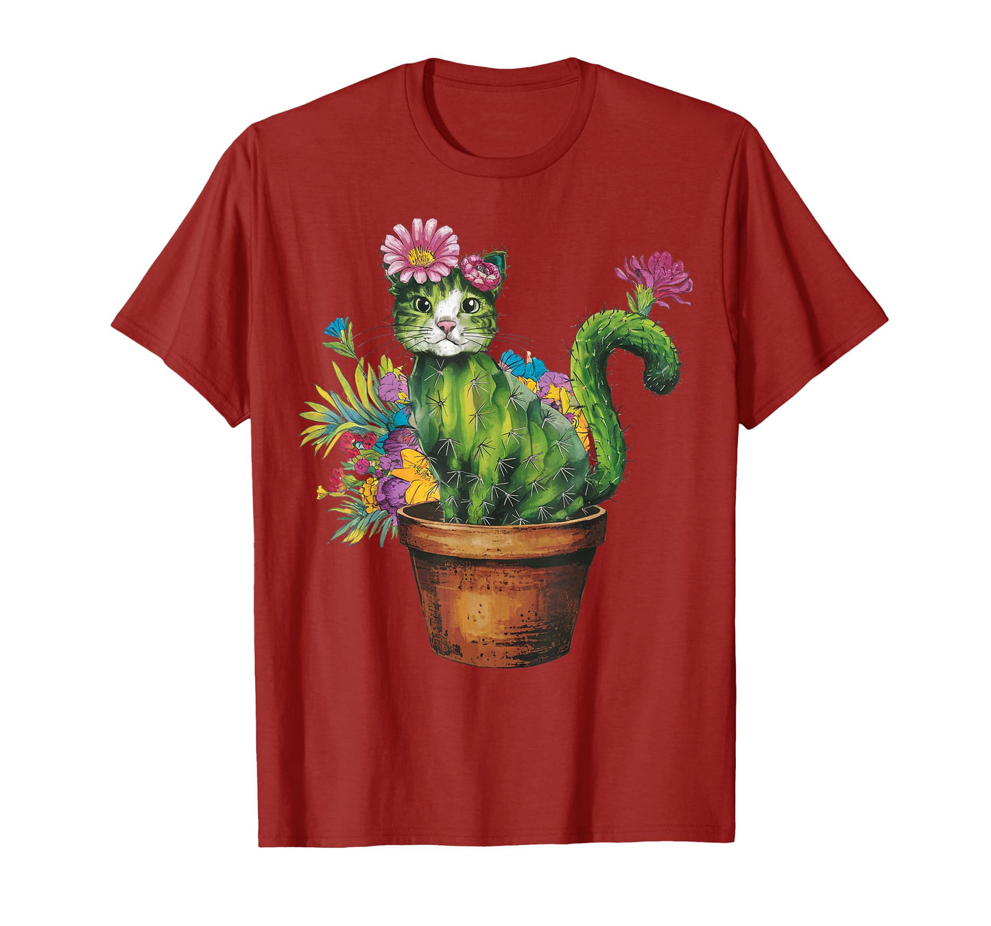 Cat Cactus Gardening Gifts For Cat Lover Cat Mom Cat Dad T-Shirt